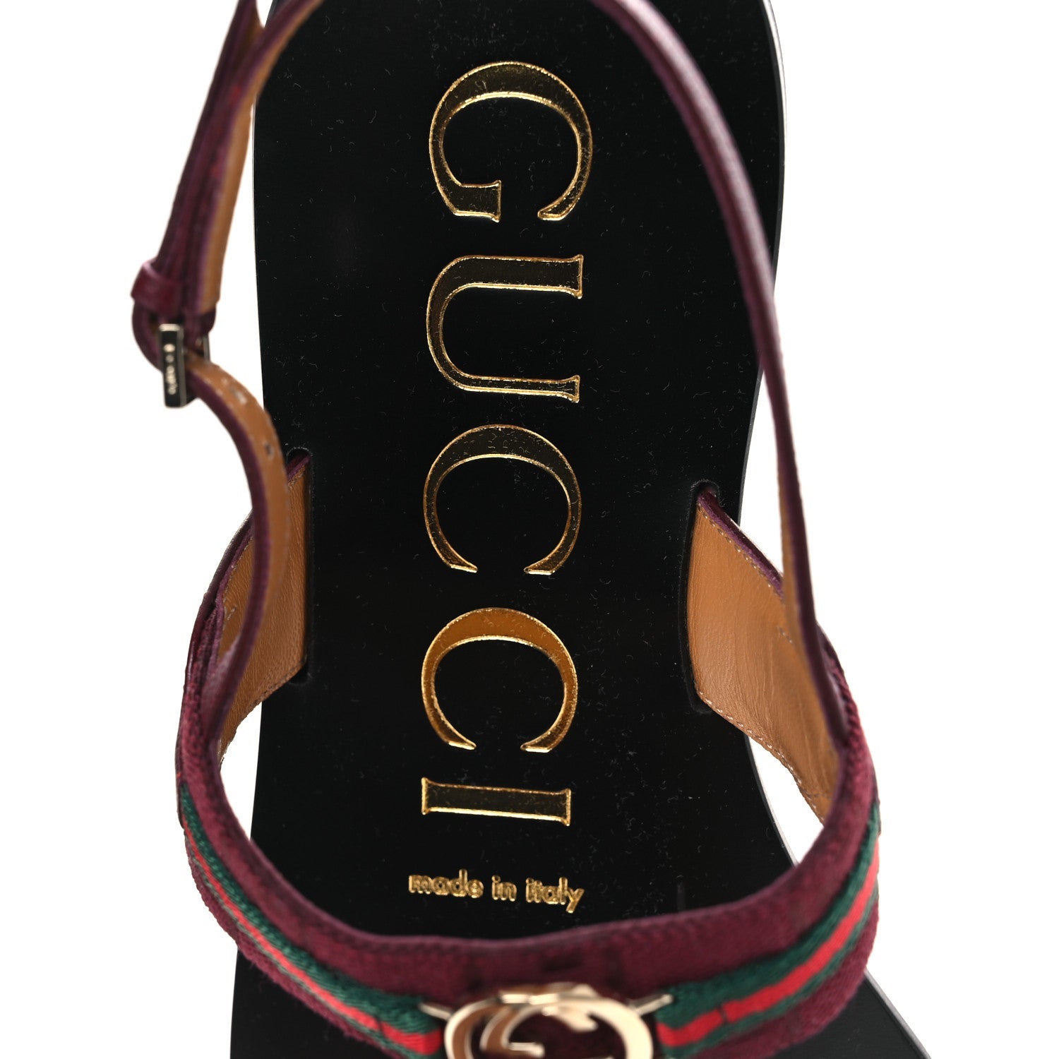 New Canvas GG Malaga Kid Web Interlocking G Womens Thong Sandals 39.5 Rosso Ancora