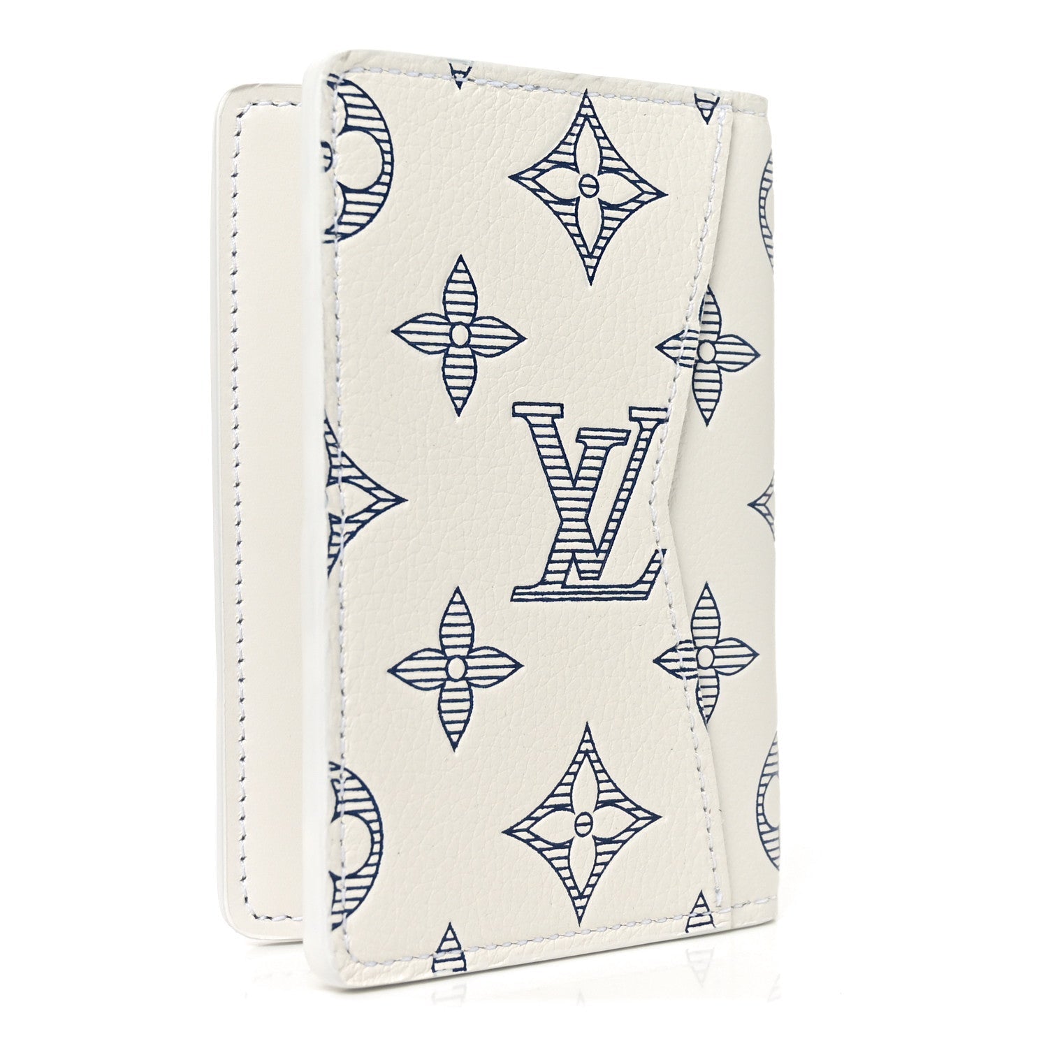Calfskin Monogram Shadow Pocket Organizer NM White Navy