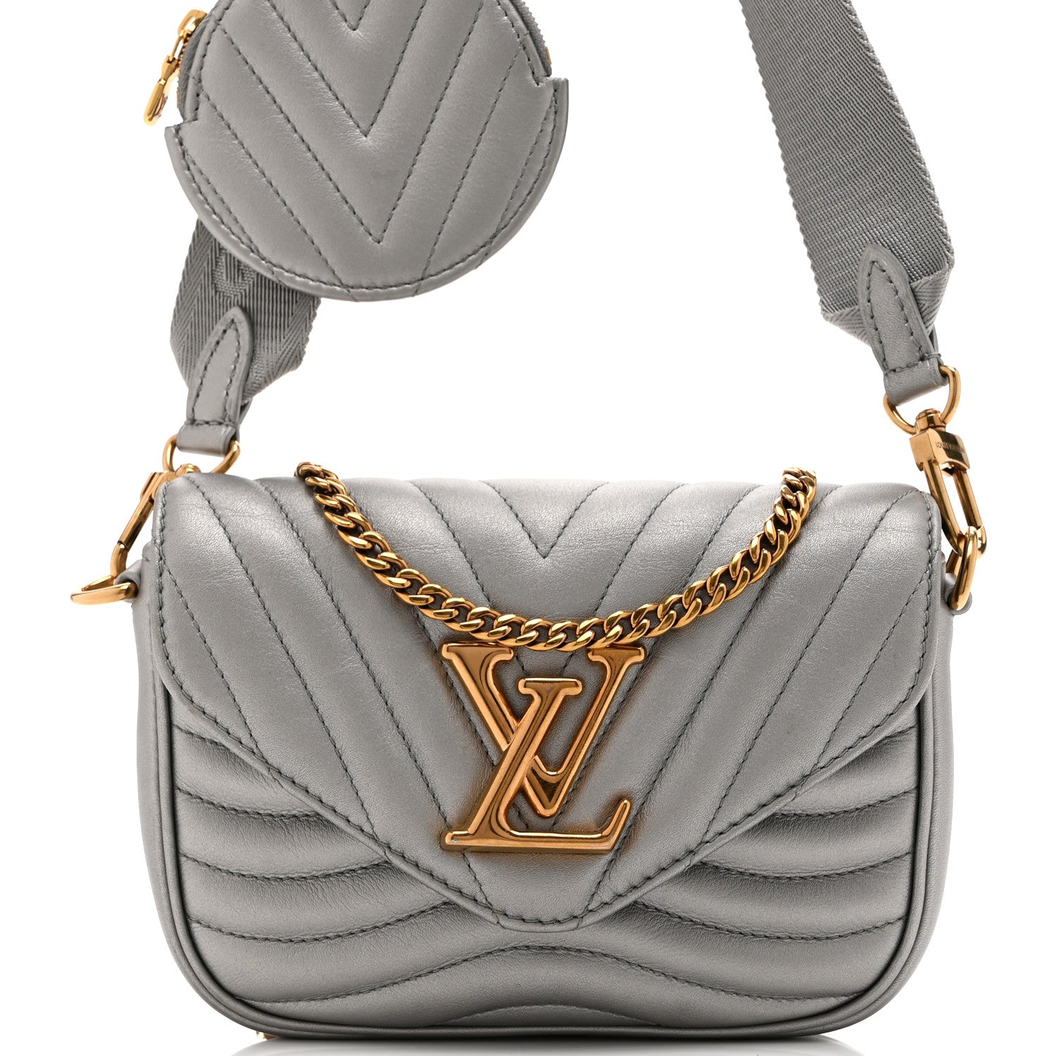 Calfskin New Wave Multi Pochette Metallic Grey