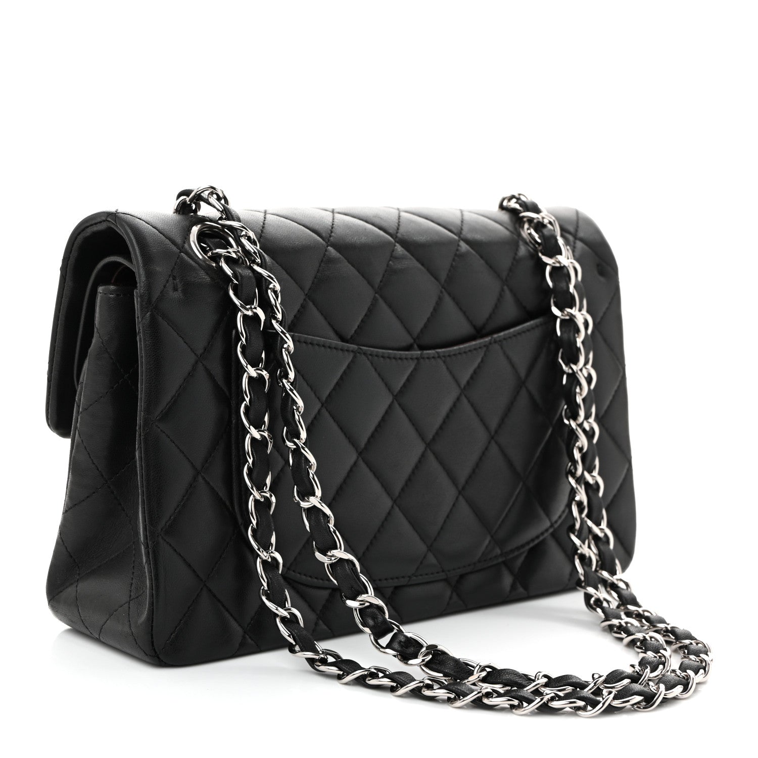 Lambskin Quilted Small Double Flap Black