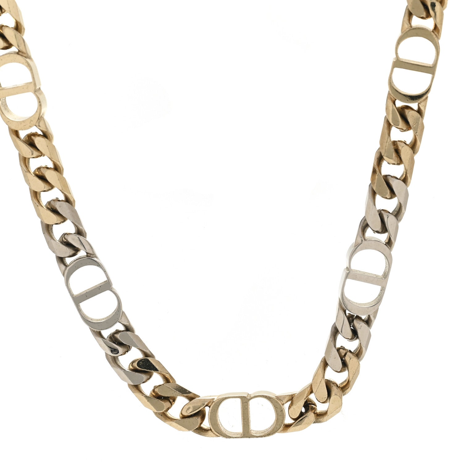 Brass CD Icon Thin Chain Link Necklace Silver Gold