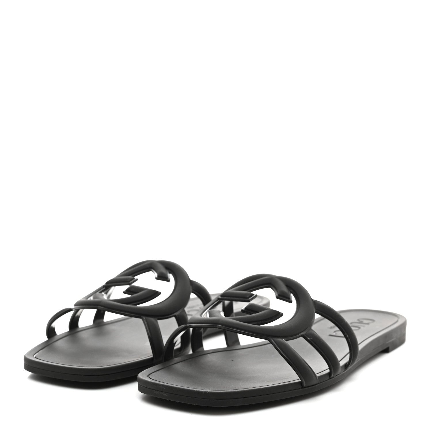 Rubber Womens Interlocking G Slide Sandals 39 Black