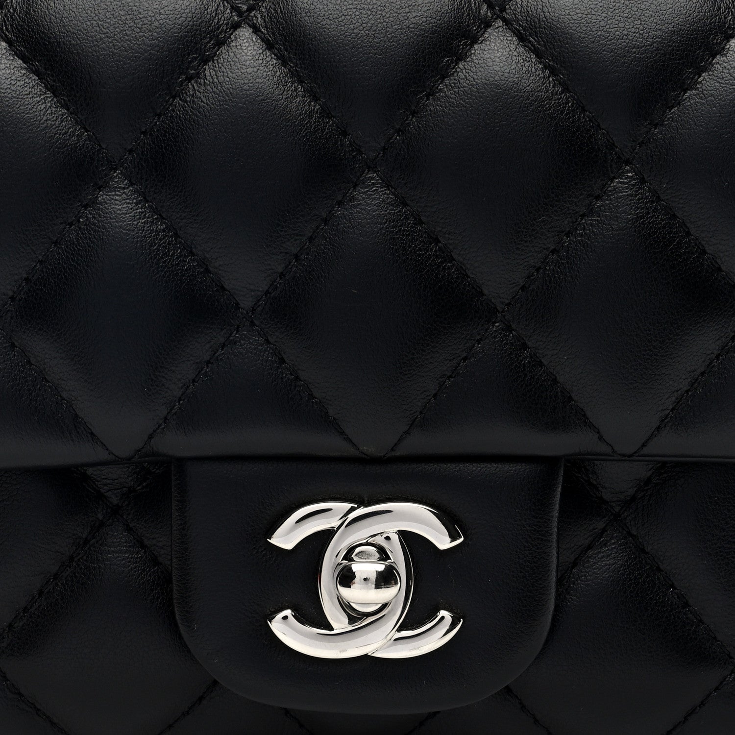 Calfskin Quilted CC Uniform Flap Belt Bag Black