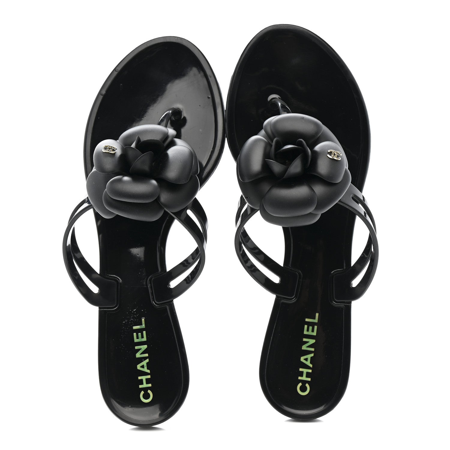 Jelly Camellia Thong Sandals 37 Black
