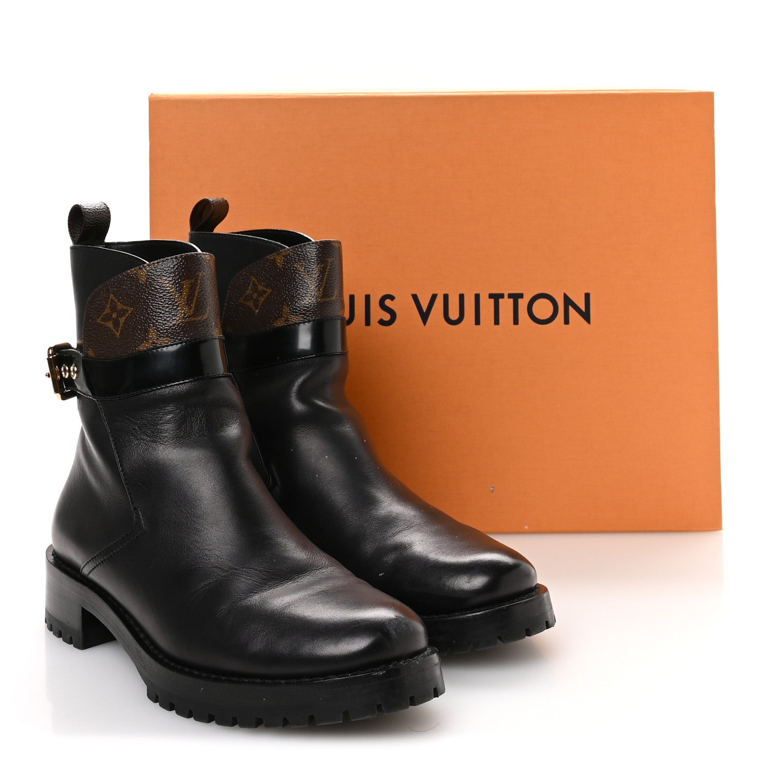 Calfskin Monogram Discovery Flat Ankle Boots 38 Black
