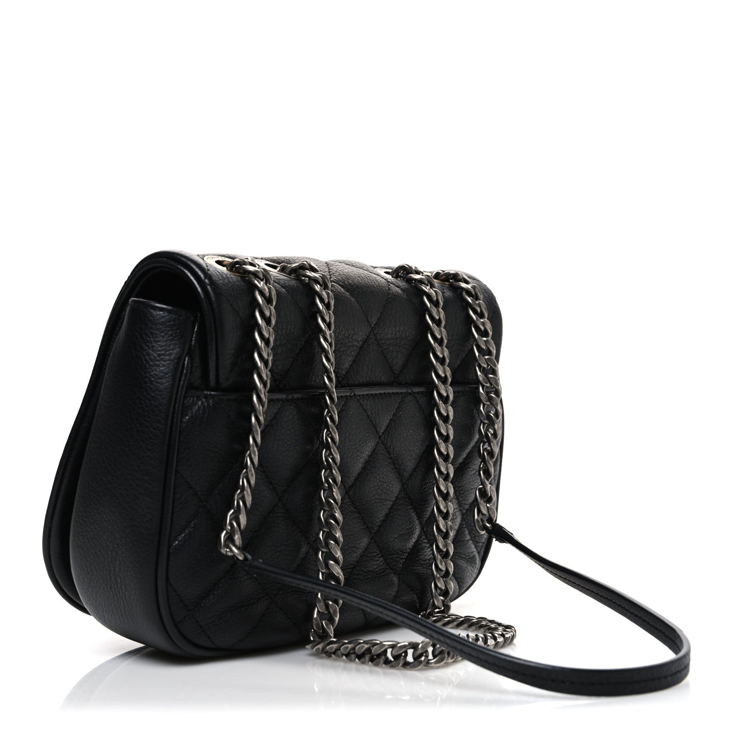 Calfskin Quilted Casual Pocket Messenger Flap Black
