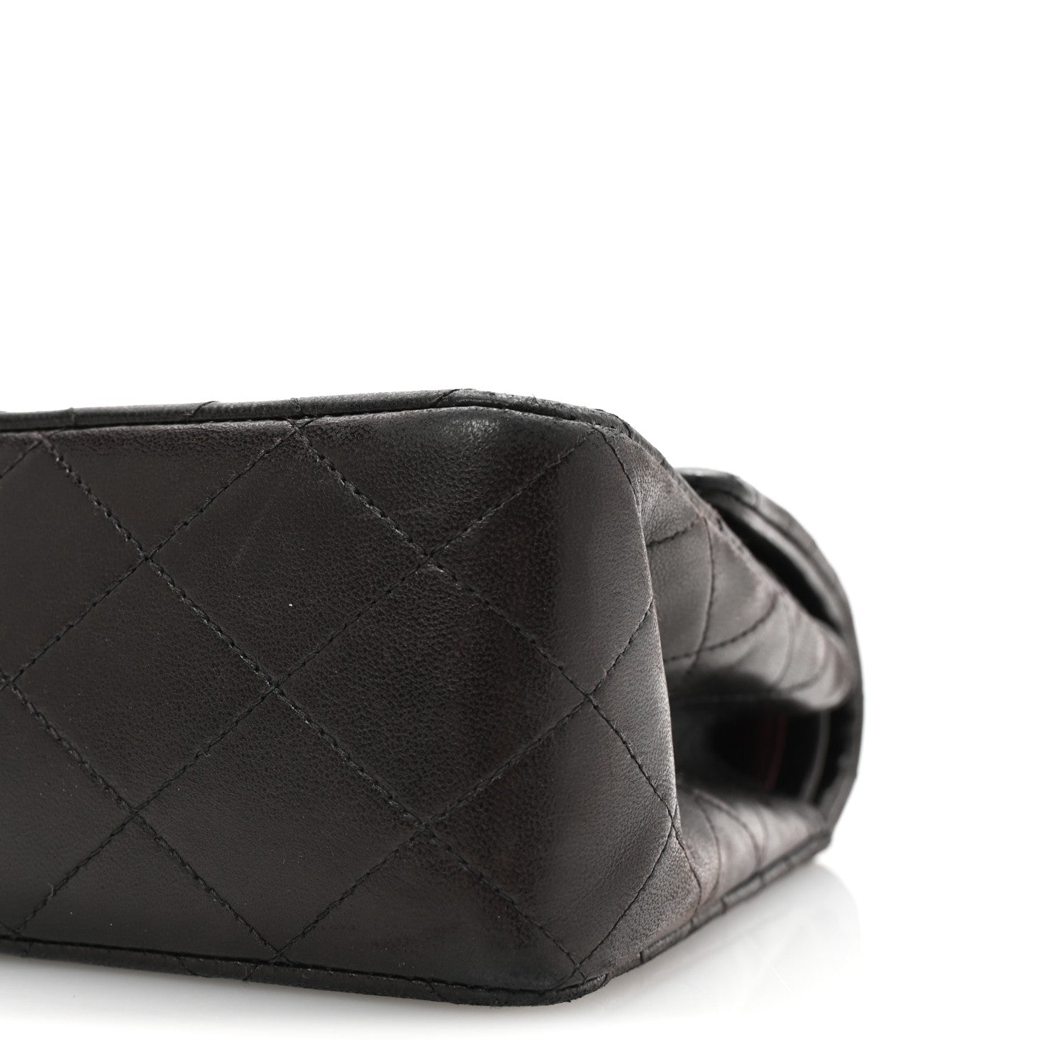 Lambskin Quilted Medium Double Flap Black