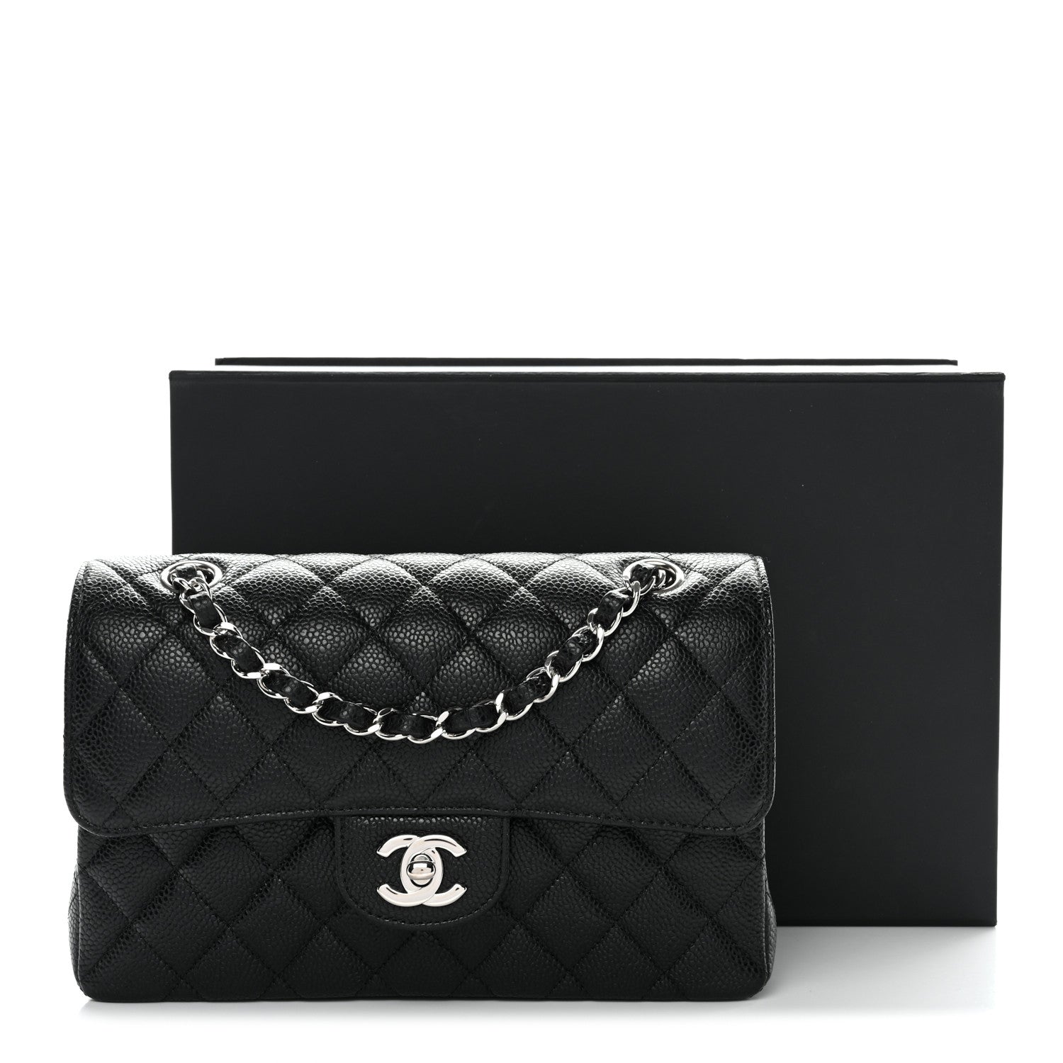 Caviar Quilted Small Double Flap Black