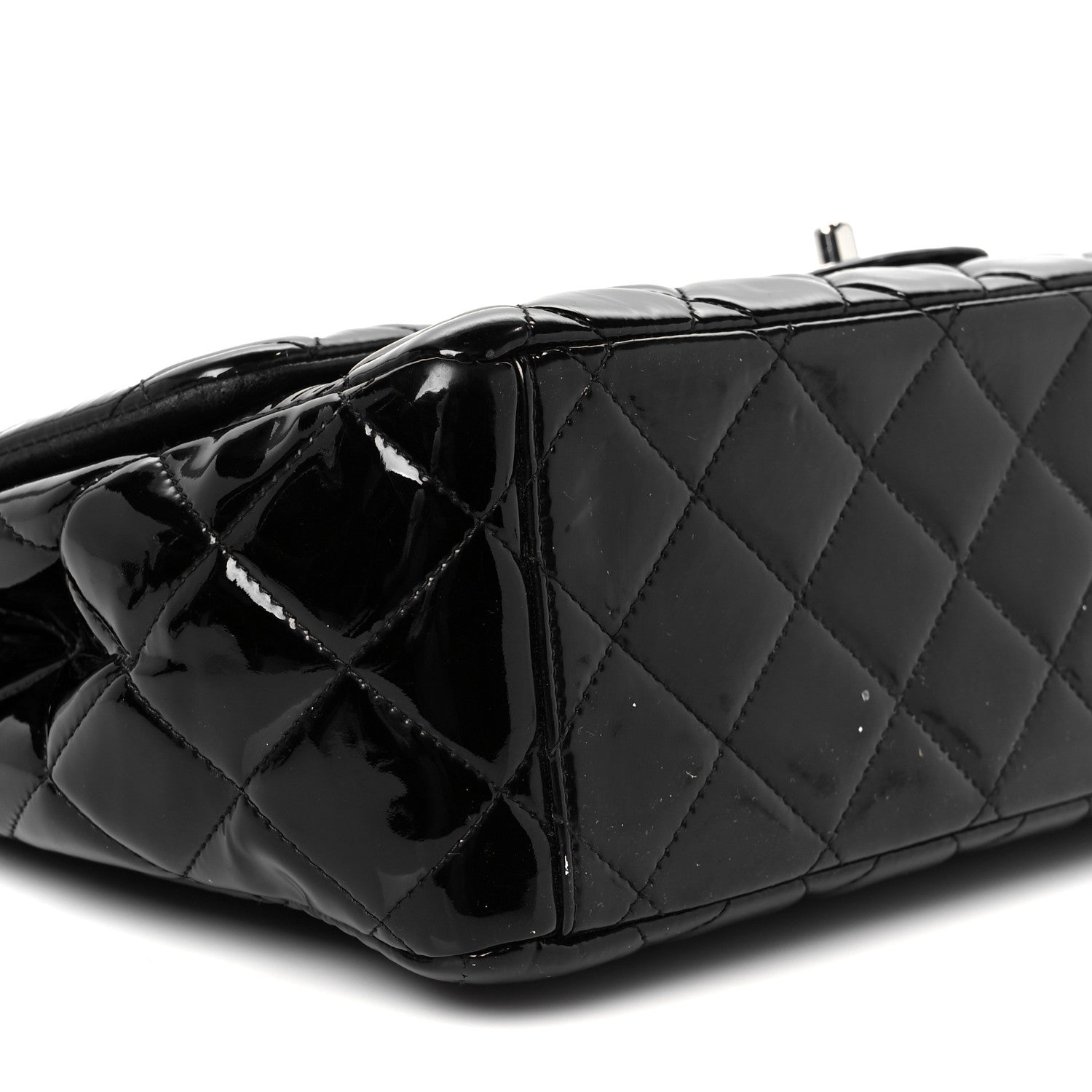 Patent Quilted Maxi Single Flap Black