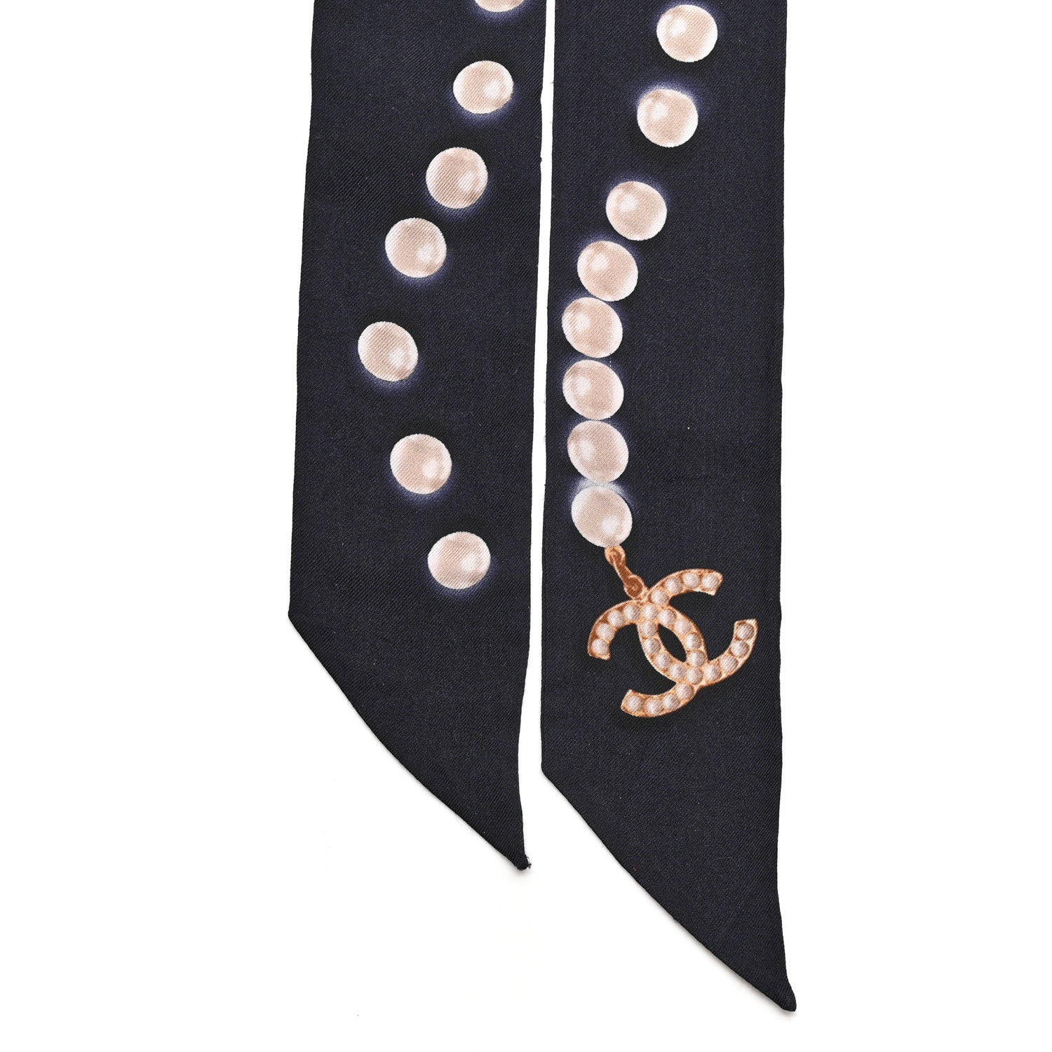 Silk Pearl CC Slim Bandeau Scarf Dark Navy