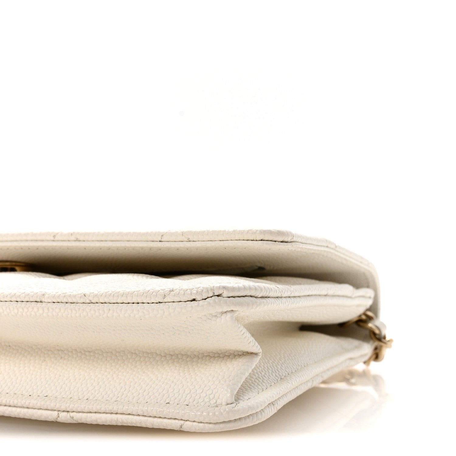 Caviar Quilted Wallet On Chain WOC White