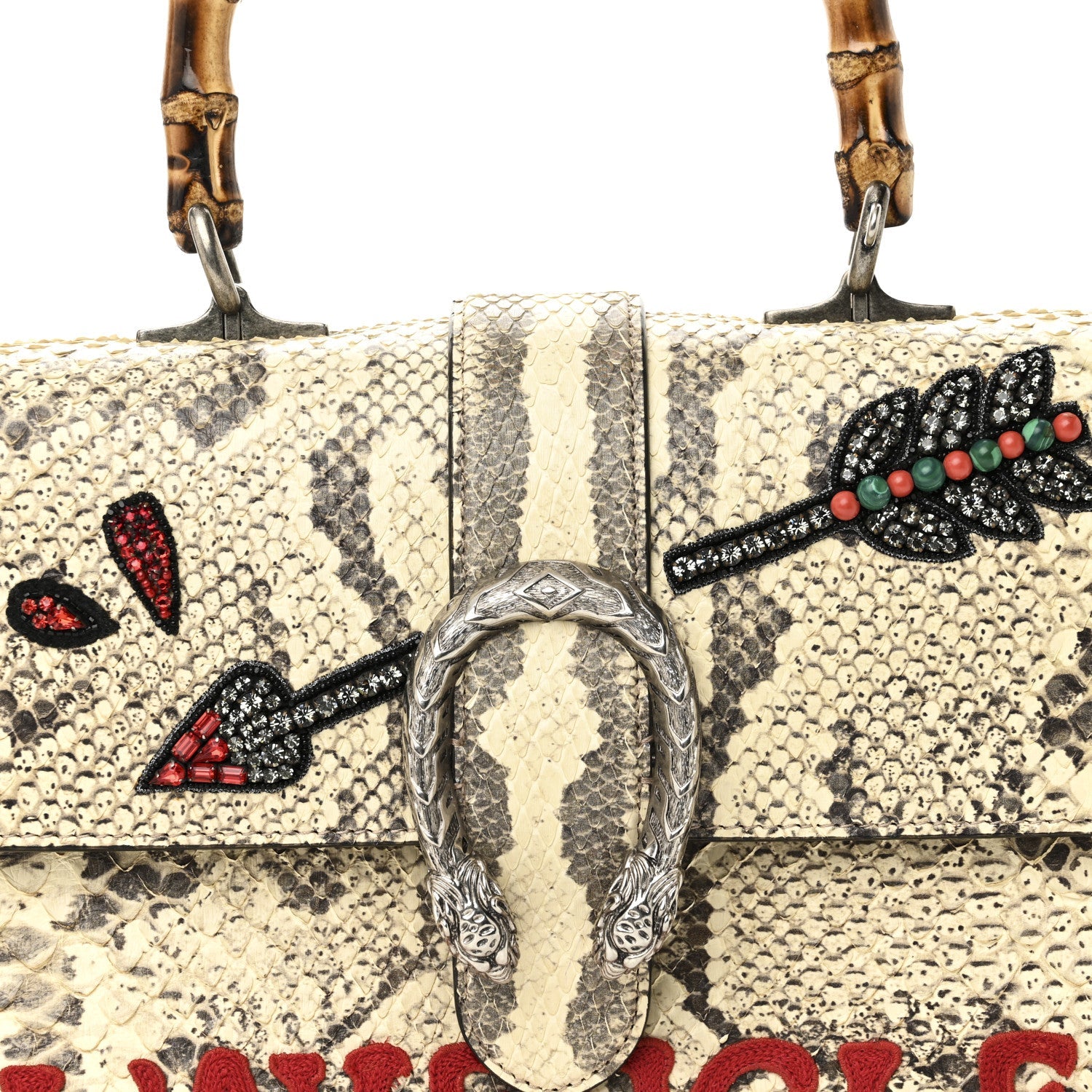 Snakeskin Bamboo Web Medium L'Aveugle Par Amour Dionysus Top Handle Bag Multicolor