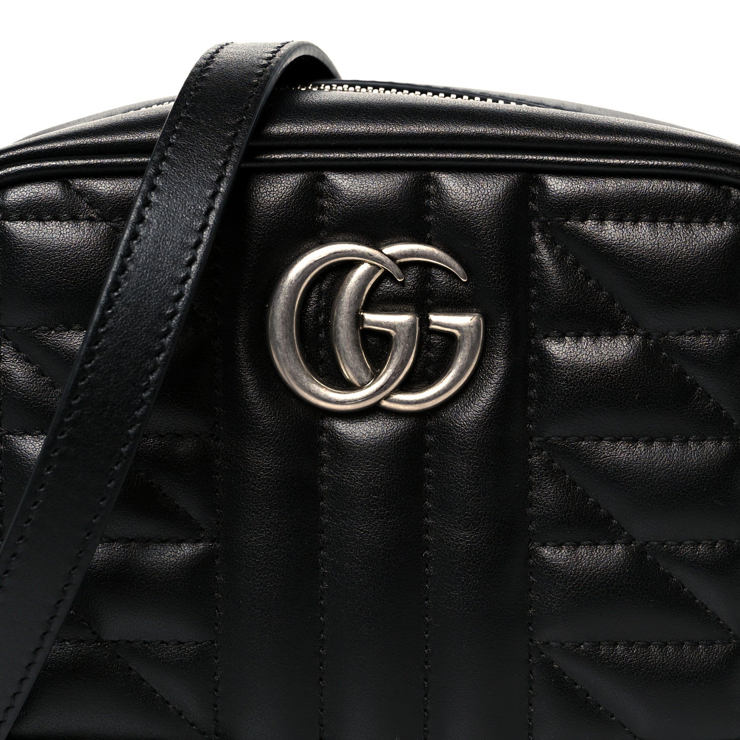 Calfskin Matelasse Aria Mini GG Marmont Chain Shoulder Bag Black
