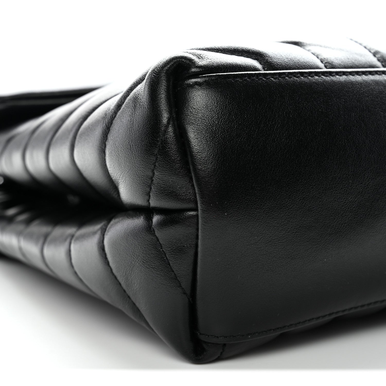 Calfskin Y Quilted Monogram Monochrome Medium Loulou Chain Satchel Black
