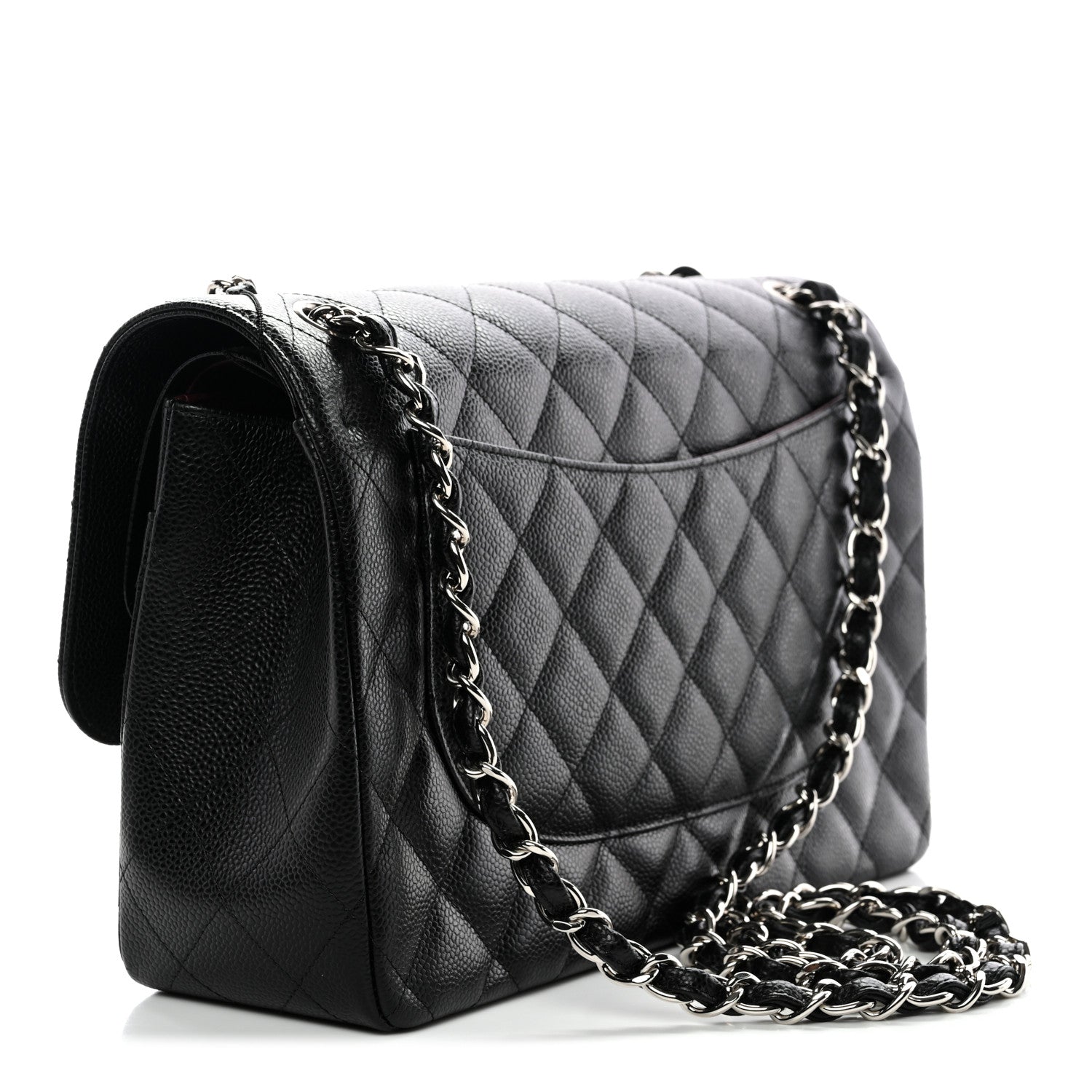 Caviar Quilted Jumbo Double Flap Black