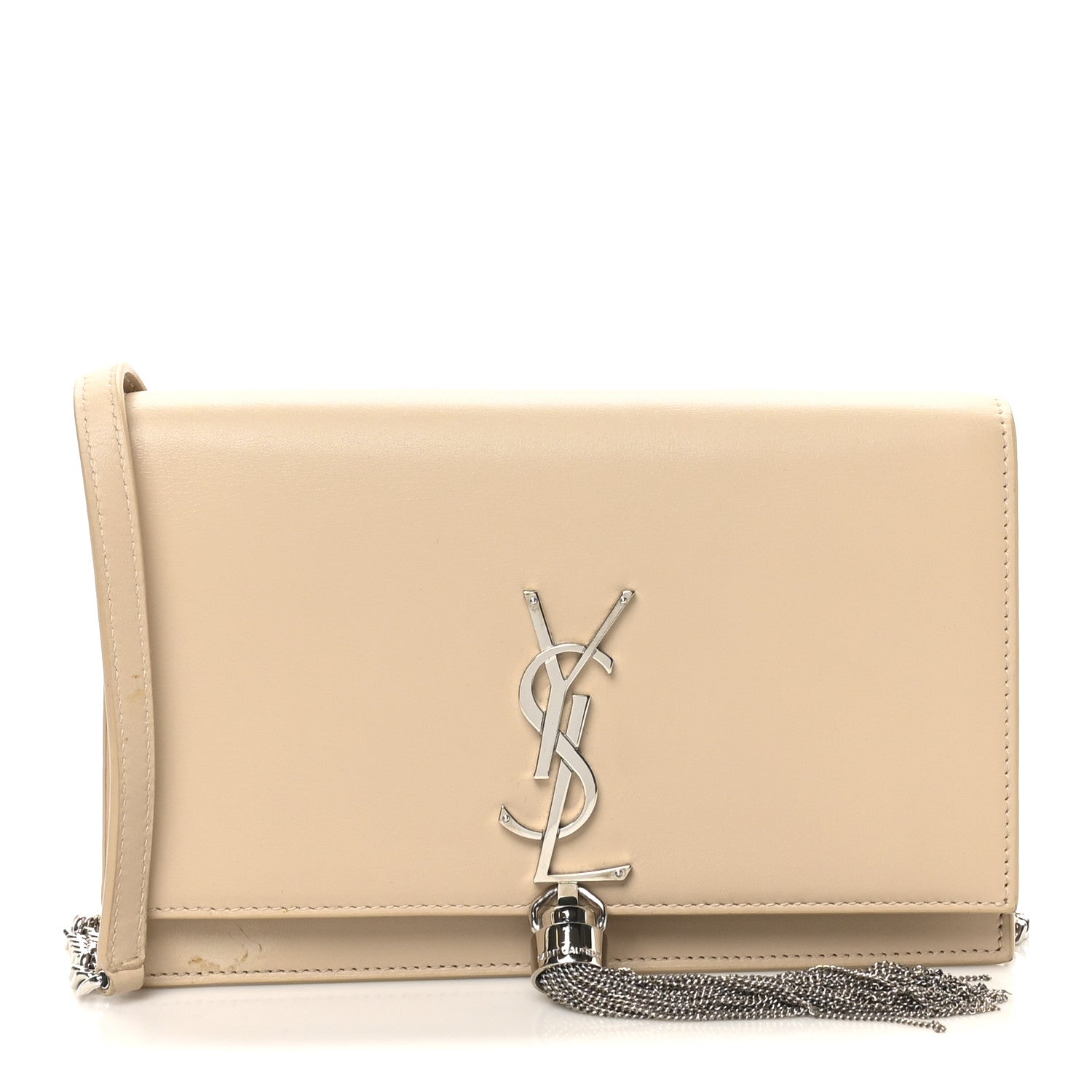 Smooth Calfskin Classic Monogram Kate Tassel Chain Wallet Nude Powder