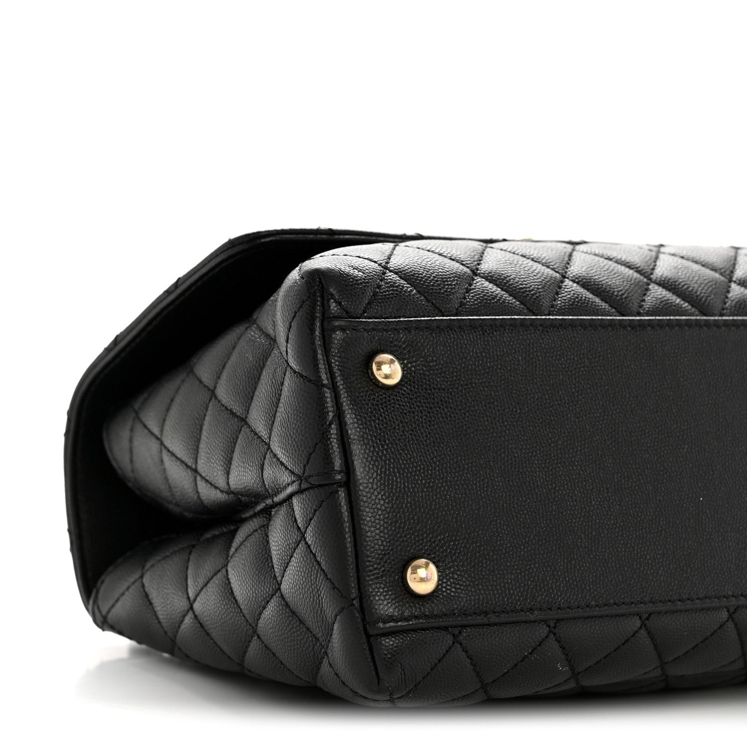 Caviar Quilted Small Coco Handle Flap Black