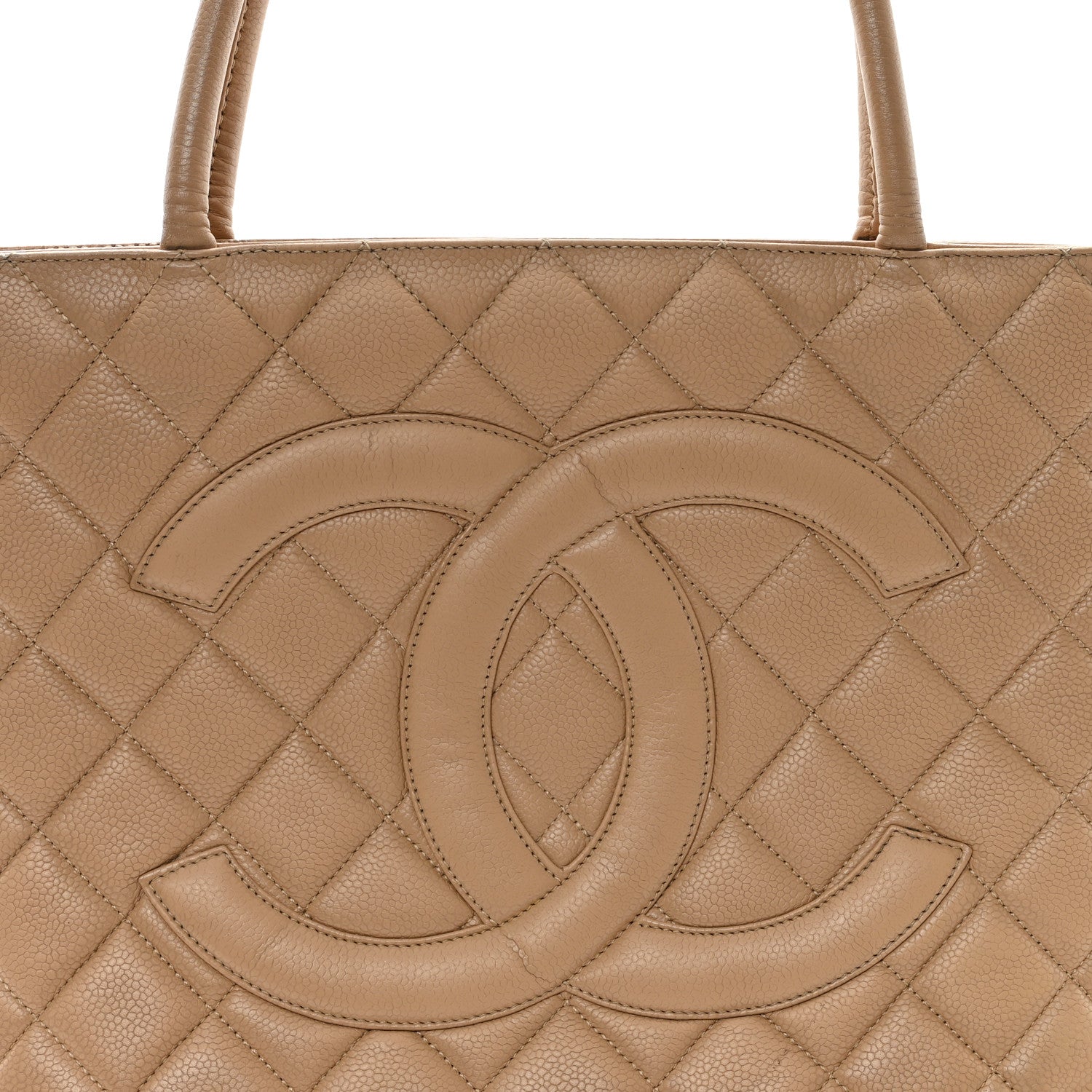 Caviar Quilted Medallion Tote Beige