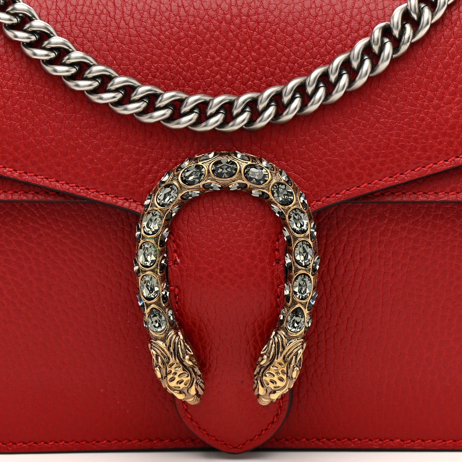 Dollar Calfskin Swarovski Crystal Small Dionysus Shoulder Bag Hibiscus Red
