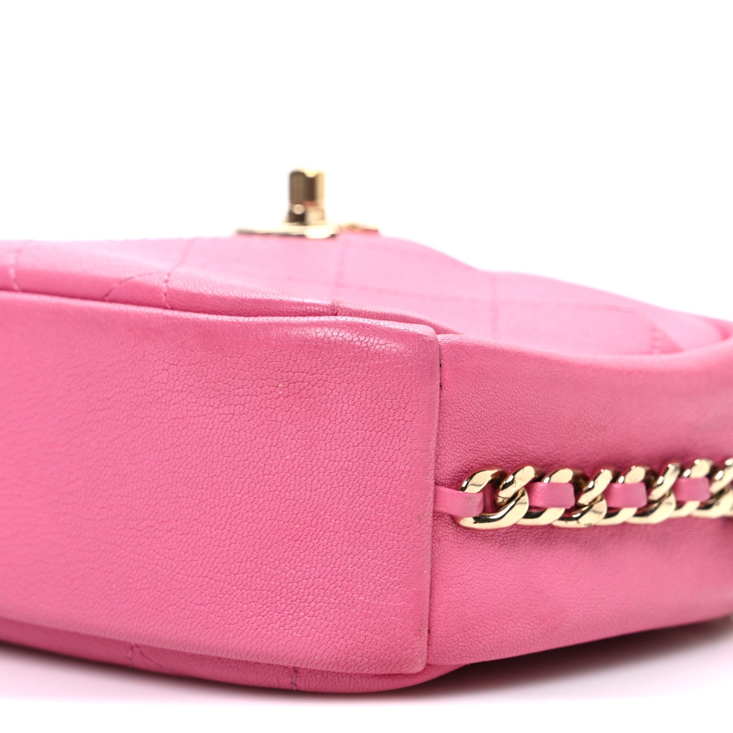 Goatskin Quilted Small Casual Trip Camera Case Dark Pink