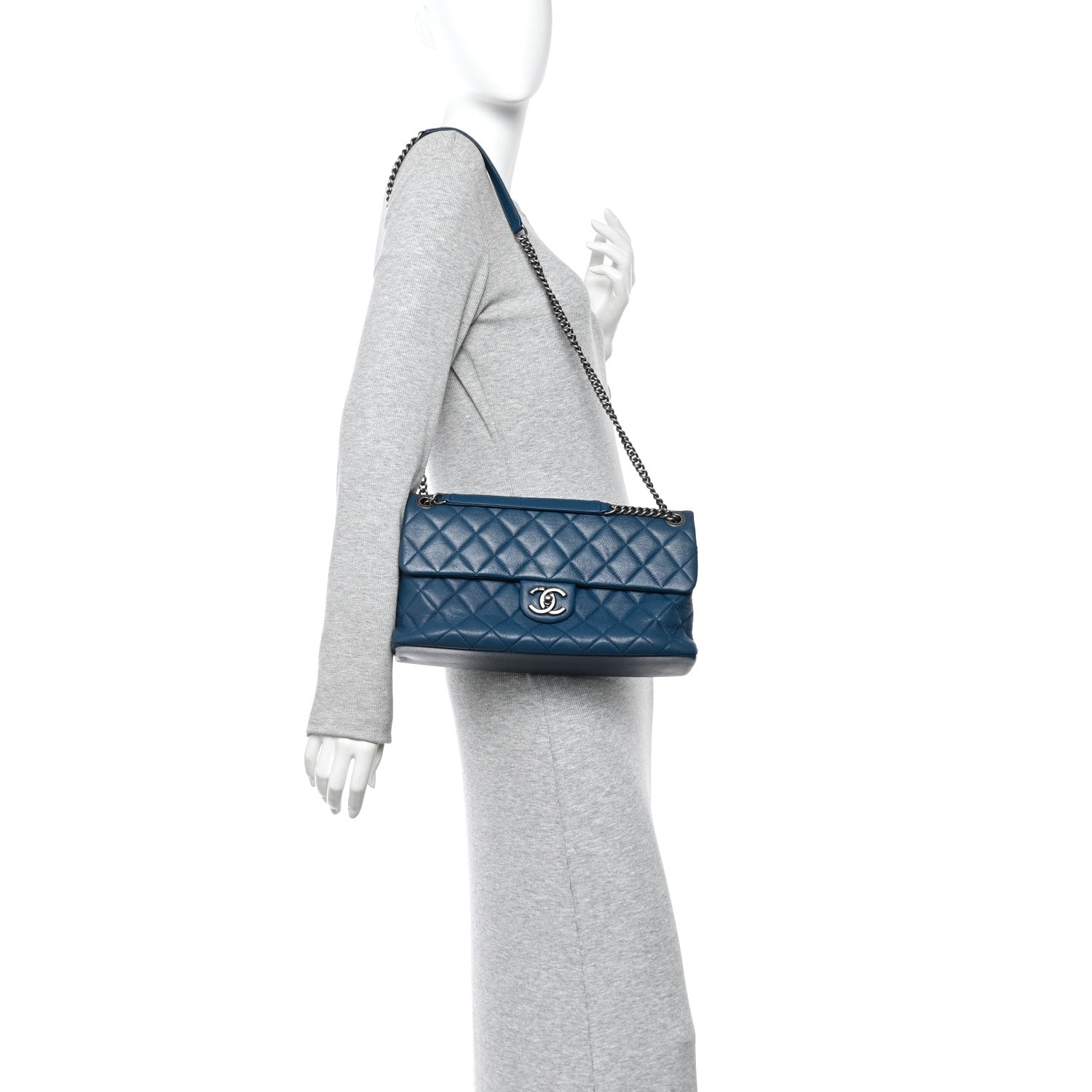 Goatskin Quilted Medium Flap Blue