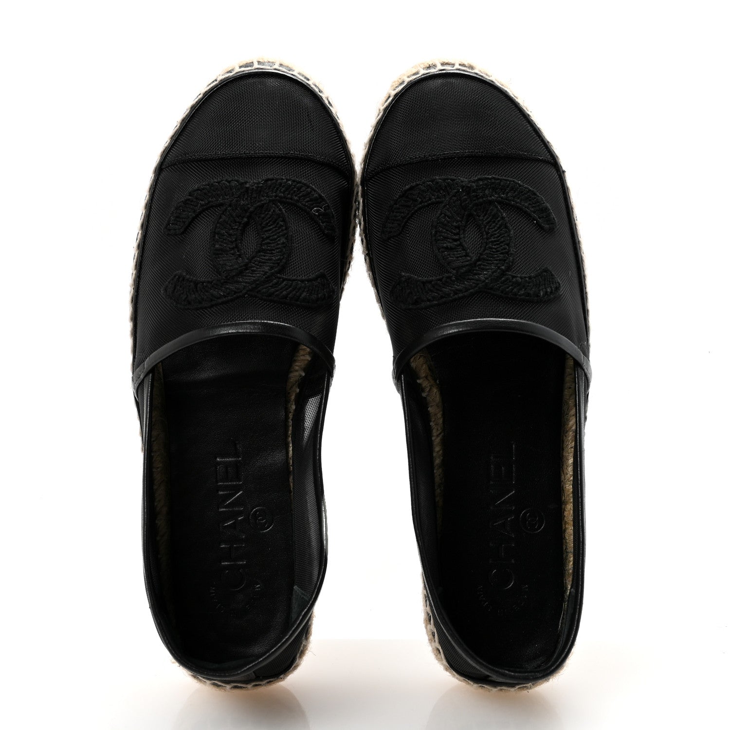 Mesh Grosgrain CC Espadrilles 36 Black