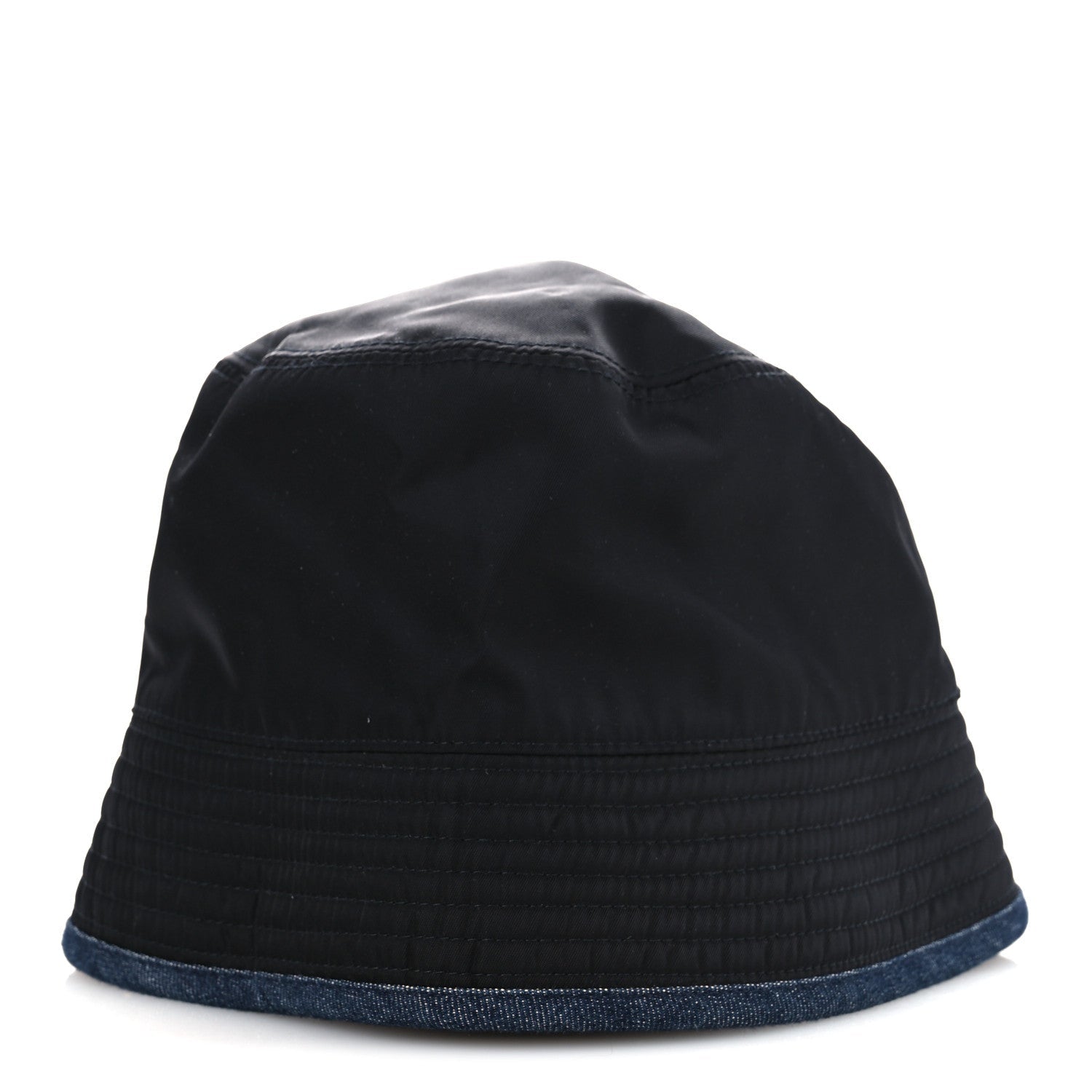 Nylon Denim Metal Triangle Logo Bucket Hat S Black