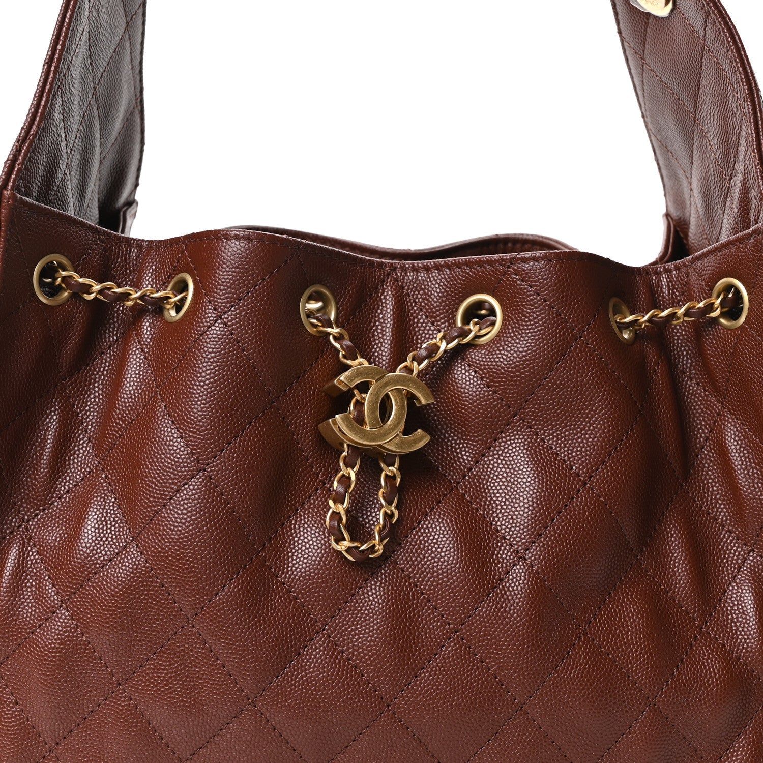 Caviar Quilted Small Chanel 25 Handbag Brown