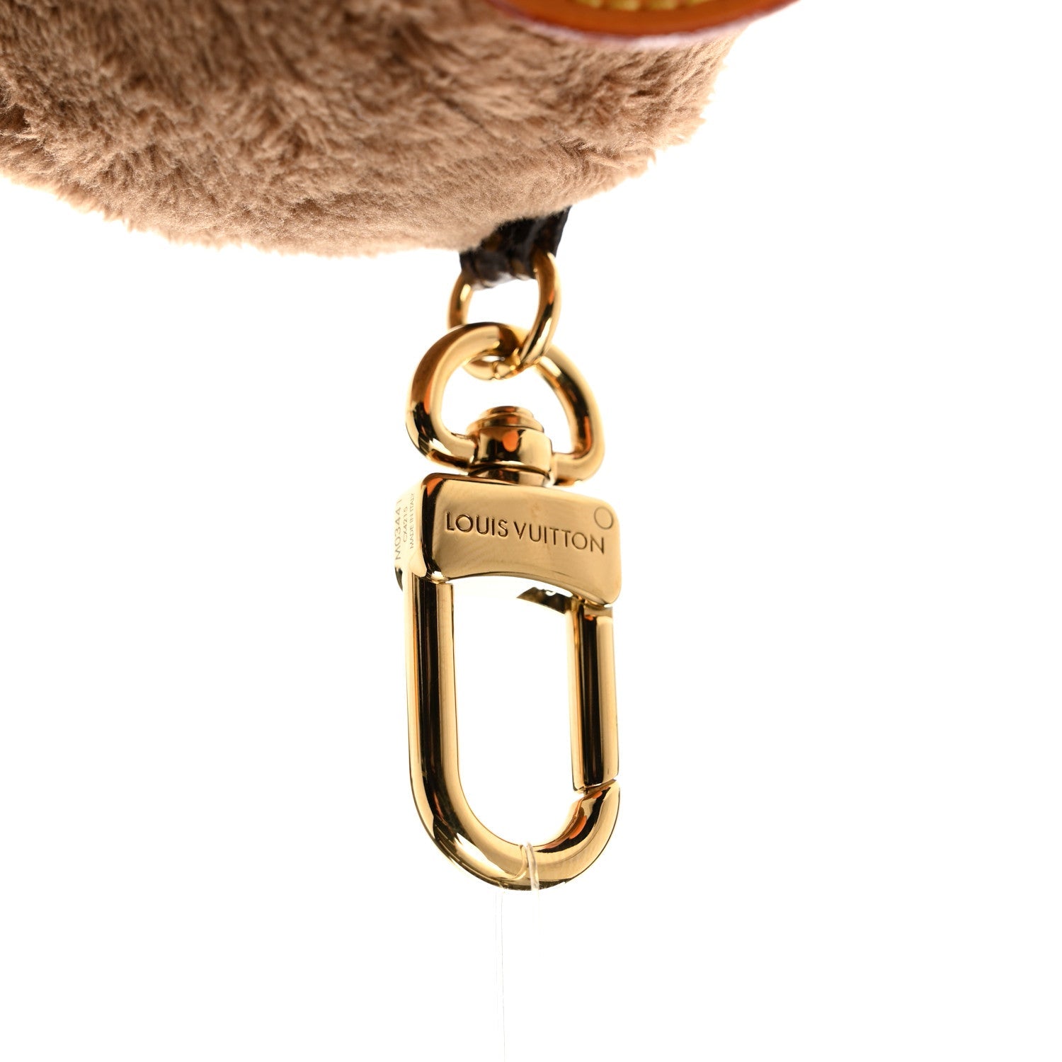 Faux Fur LV Oak Snow Bag Charm Key Holder Brown