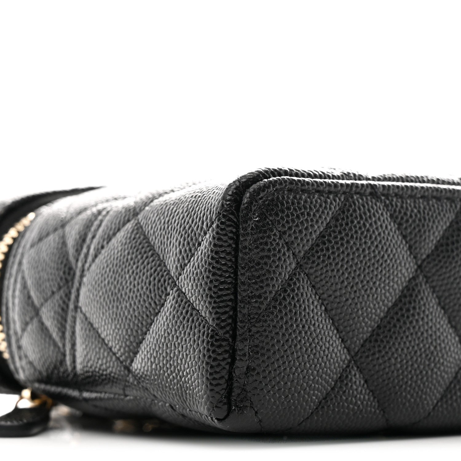 Caviar Quilted Trendy Handle Slim Vanity Black