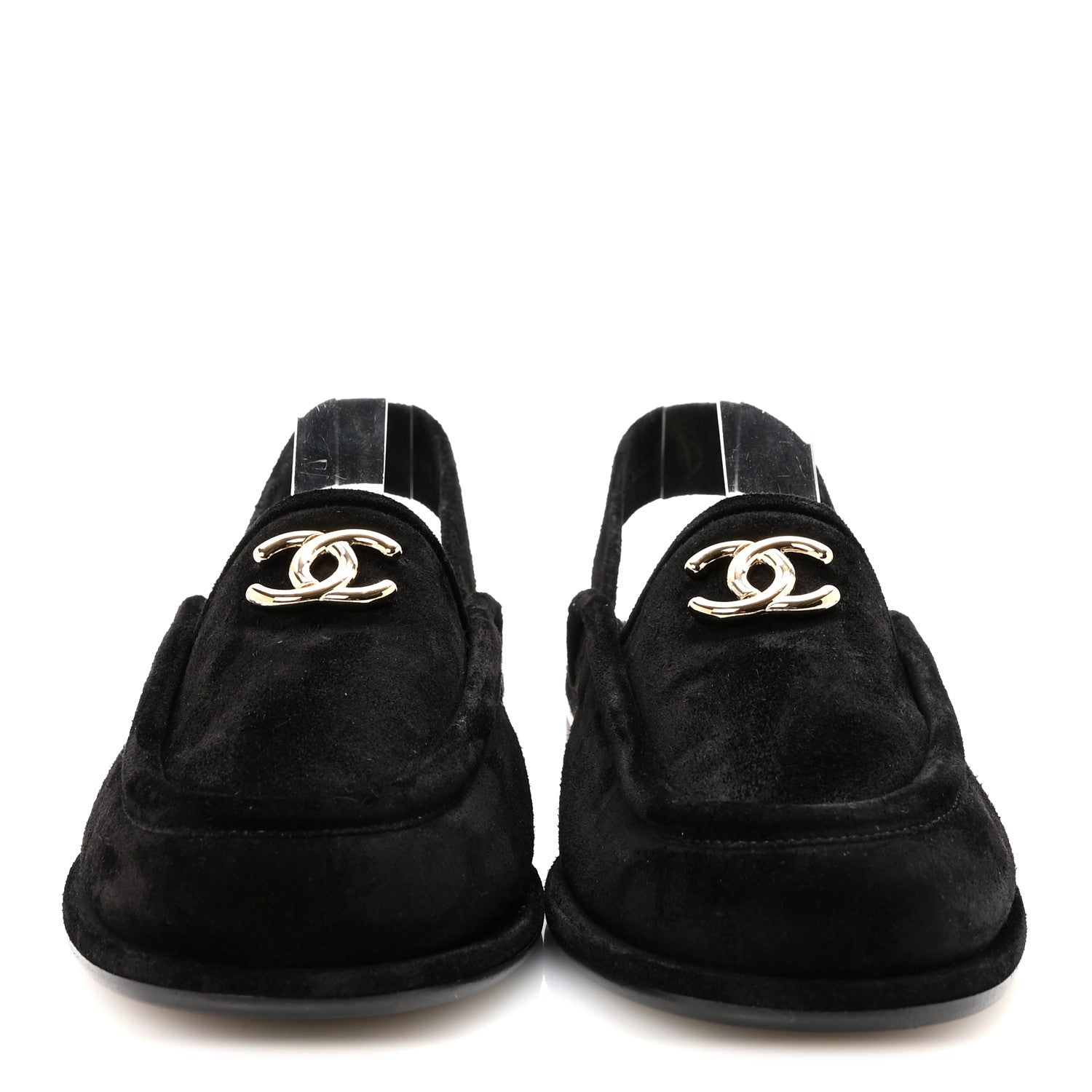 Suede Calfskin CC Slingback Loafers 39 Black