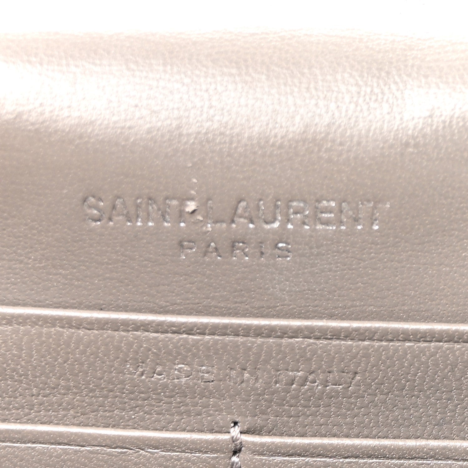 Calfskin Crocodile Embossed Kate Monogram Tassel Chain Wallet Fog