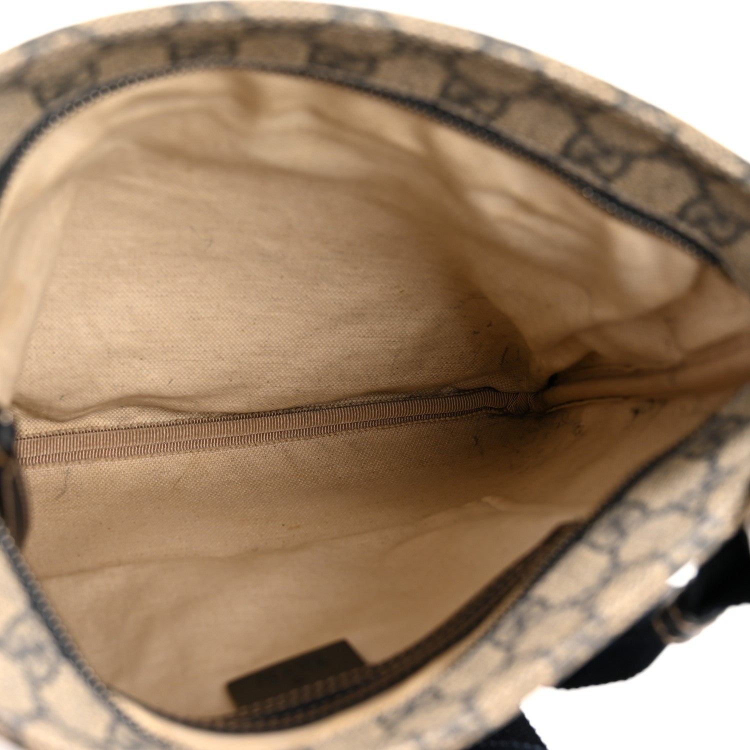 GG Supreme Monogram Selleria Calfskin Small Flat Side Zip Messenger Bag Beige Blue