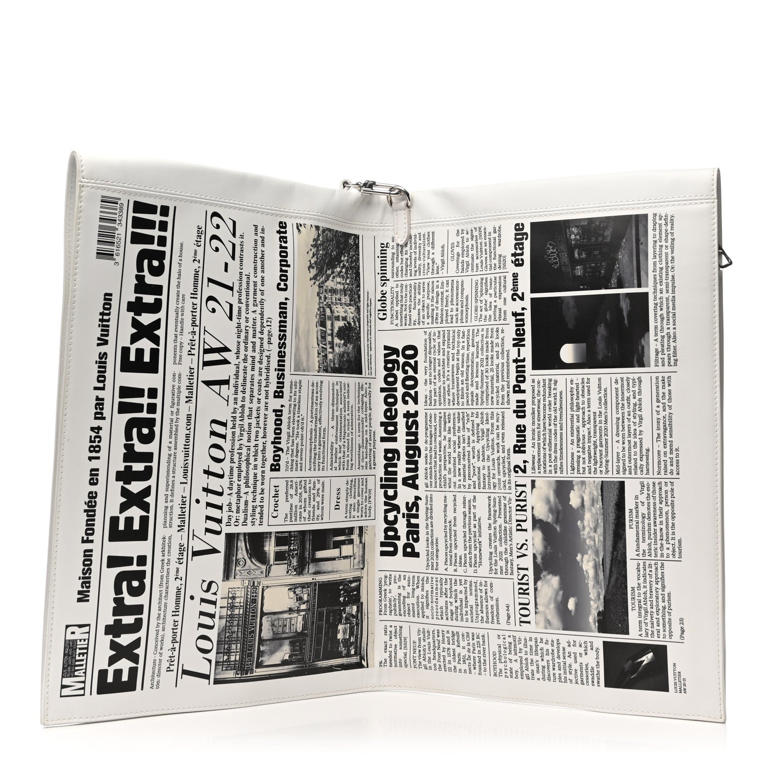 Calfskin Newspaper Print Pouch