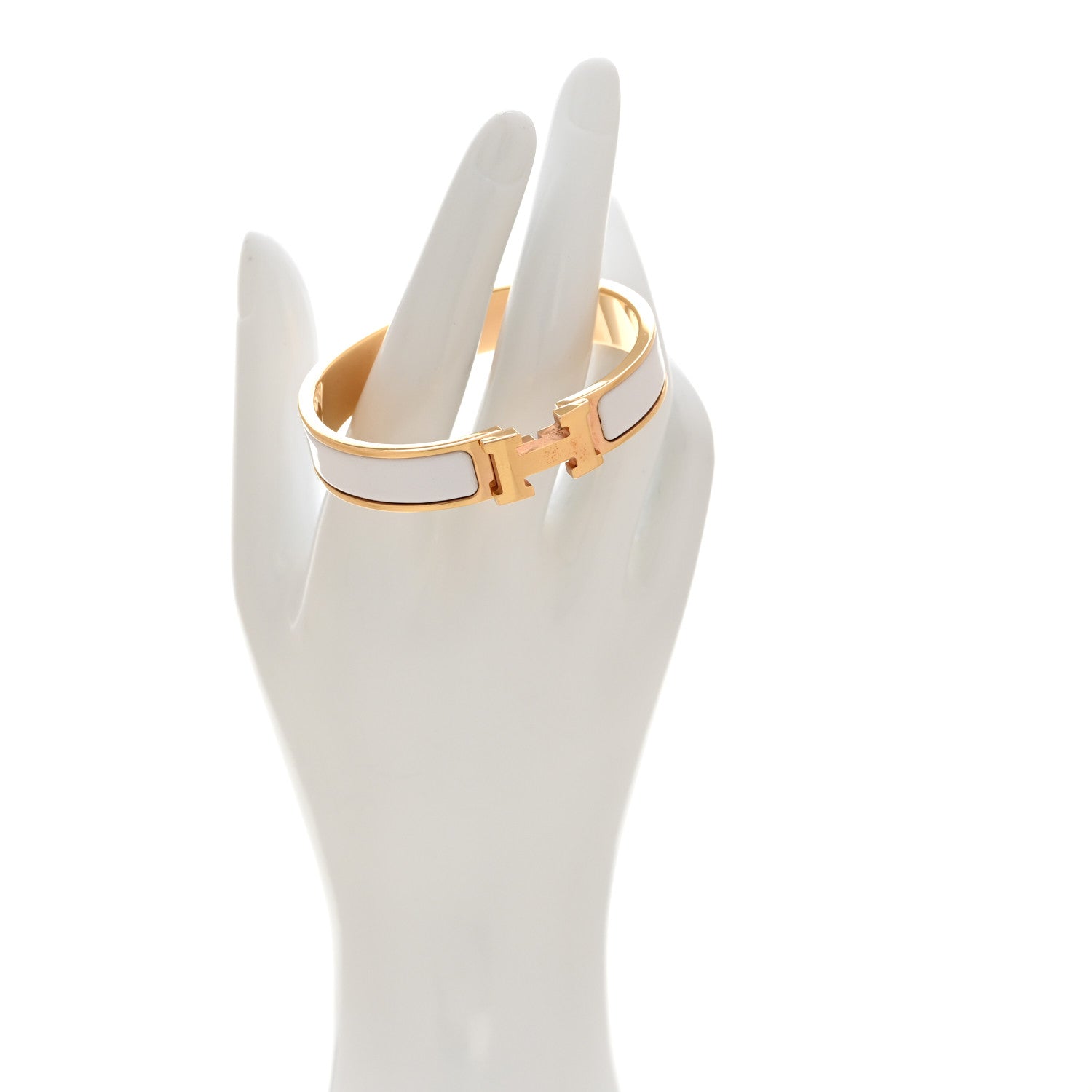Enamel Narrow Clic Clac H Bracelet PM White