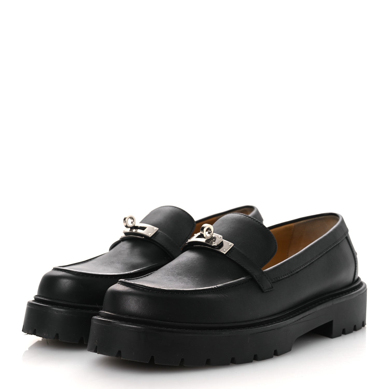 Calfskin Womens Icone Loafers 40 Black