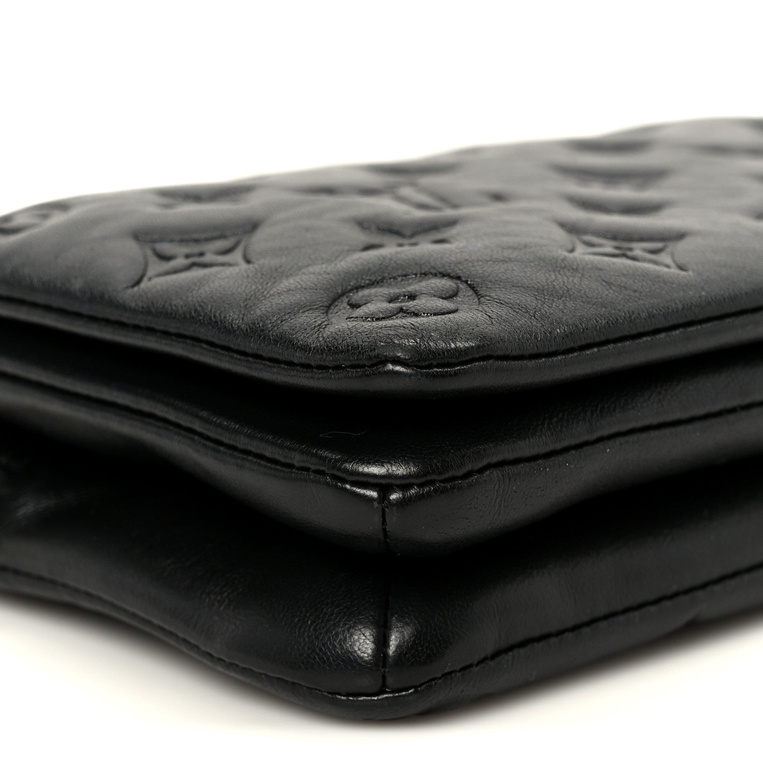 Lambskin Embossed Monogram Pochette Coussin Black