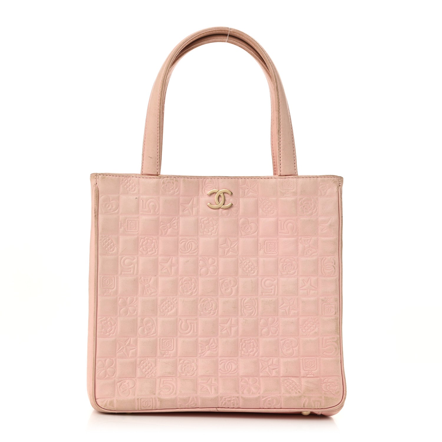 Lambskin Precious Symbols Shopping Tote Pink