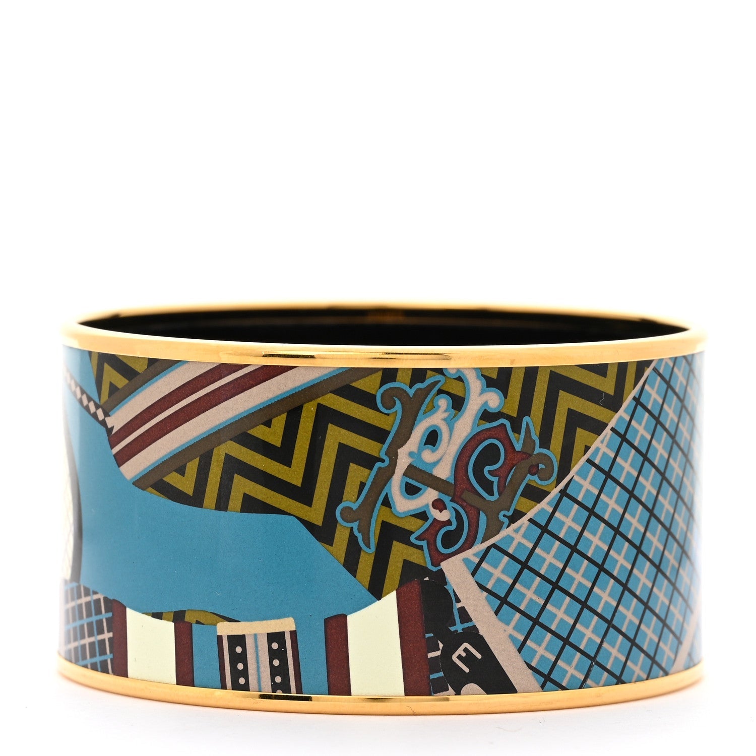 Enamel Printed Extra Wide Pour Sartir Bracelet 65 Bleu Marron