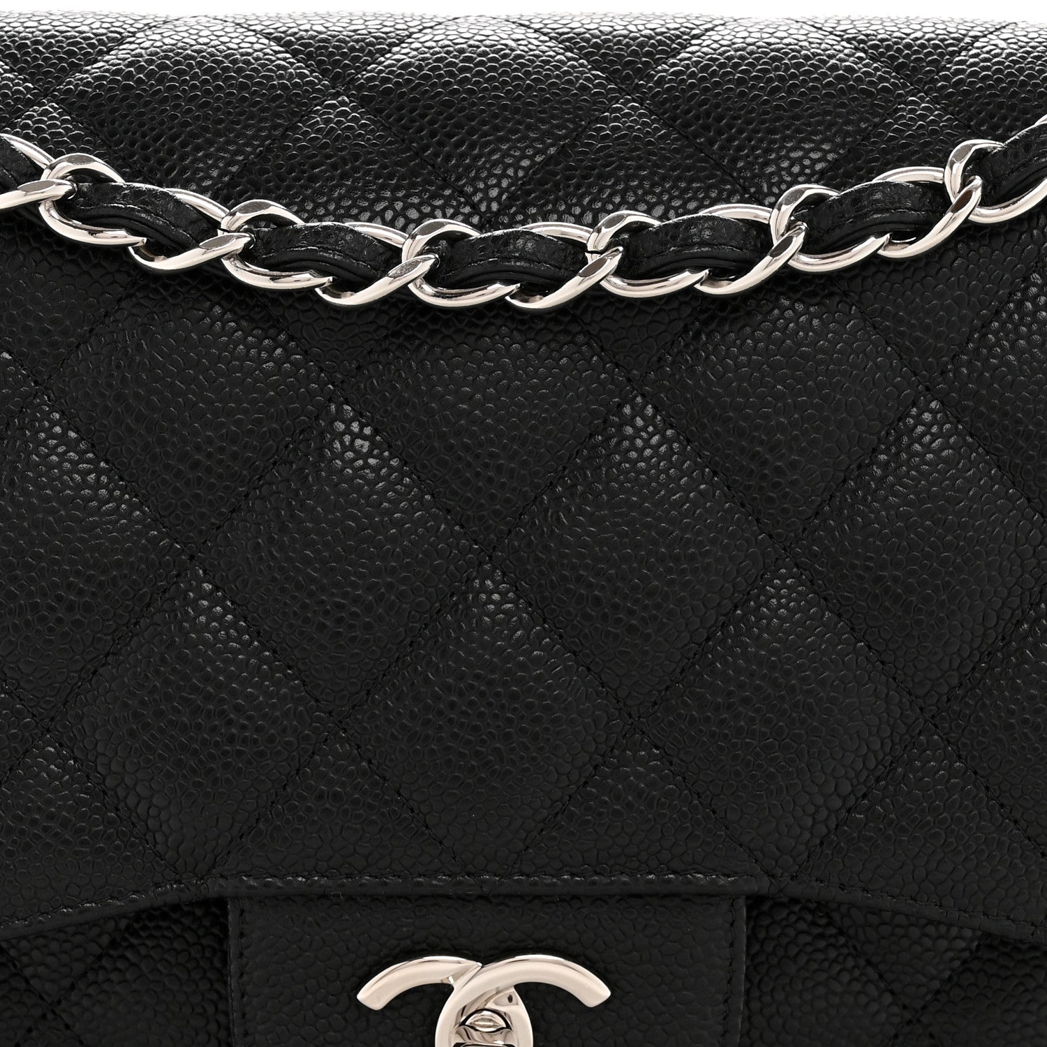 Caviar Quilted Jumbo Double Flap Black
