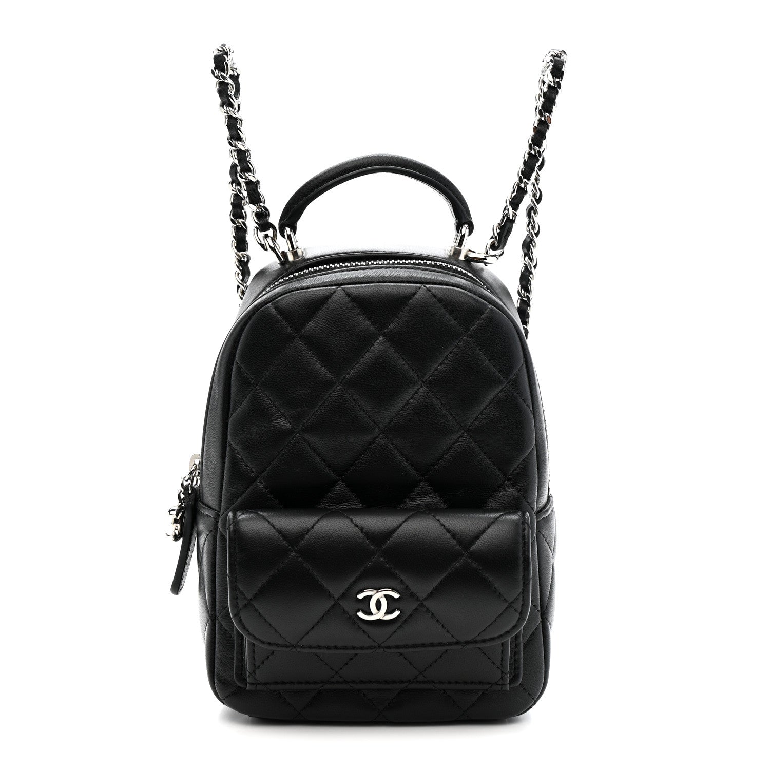 Lambskin Quilted CC Mini Classic Backpack Black