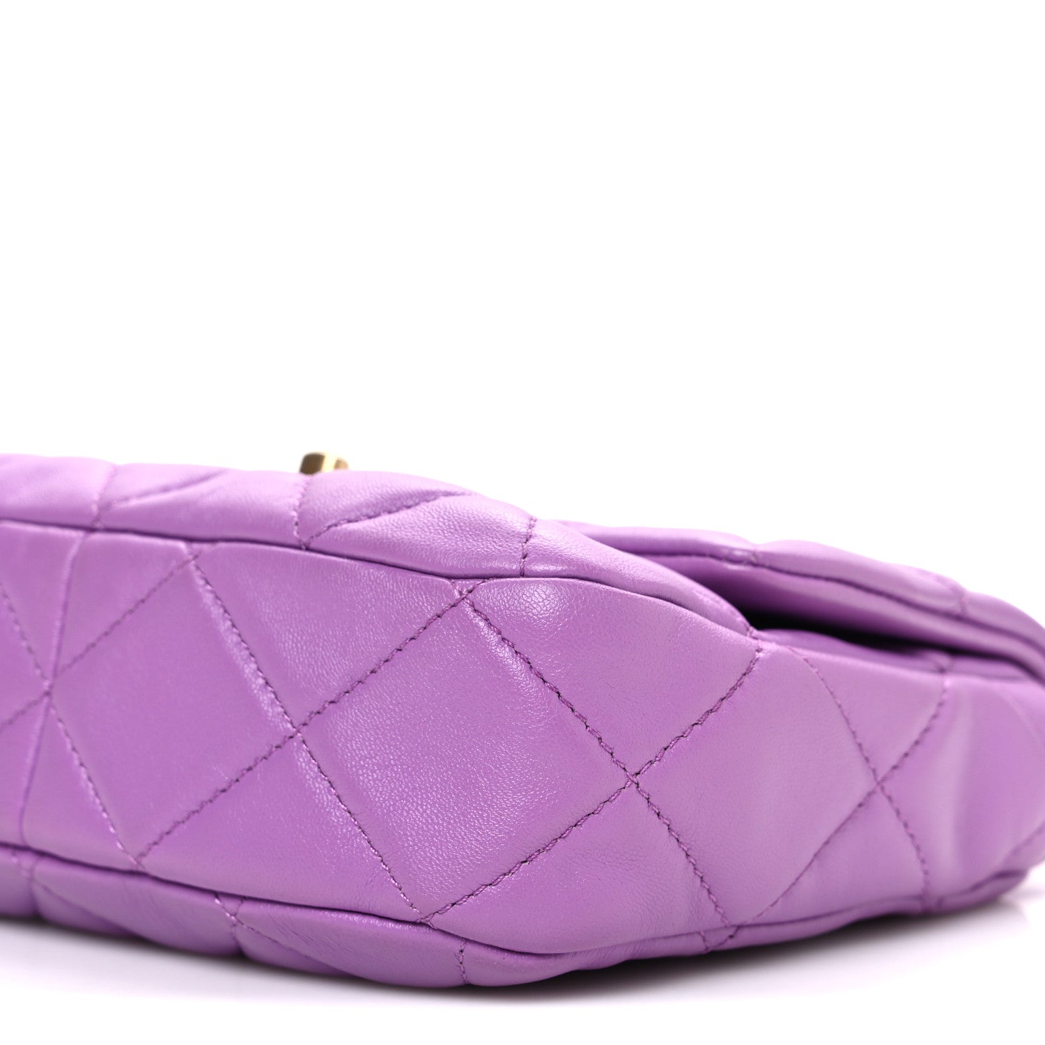 Lambskin Quilted Mini Lacquered Chain Flap Purple