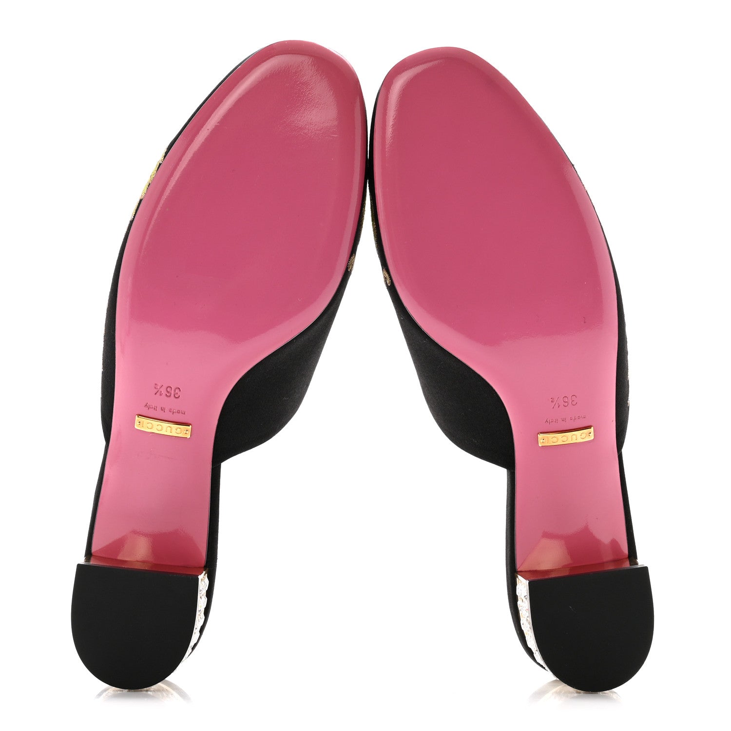 Satin Dragon Embroidered Candy Mules 36.5 Black