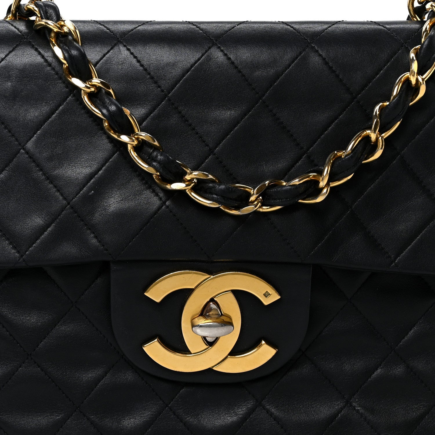 Lambskin Quilted XL Jumbo Single Flap Black