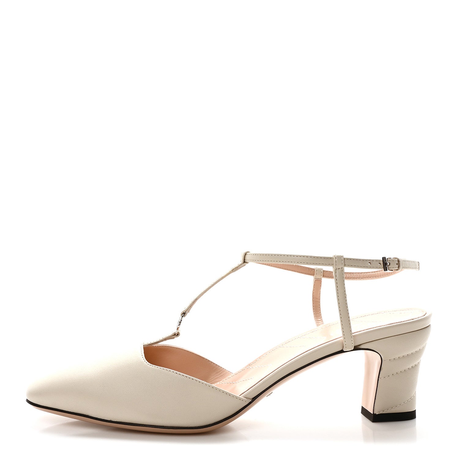 Nappa Charlotte Petite GG 55mm Slingback Pumps 40 New Mystic White