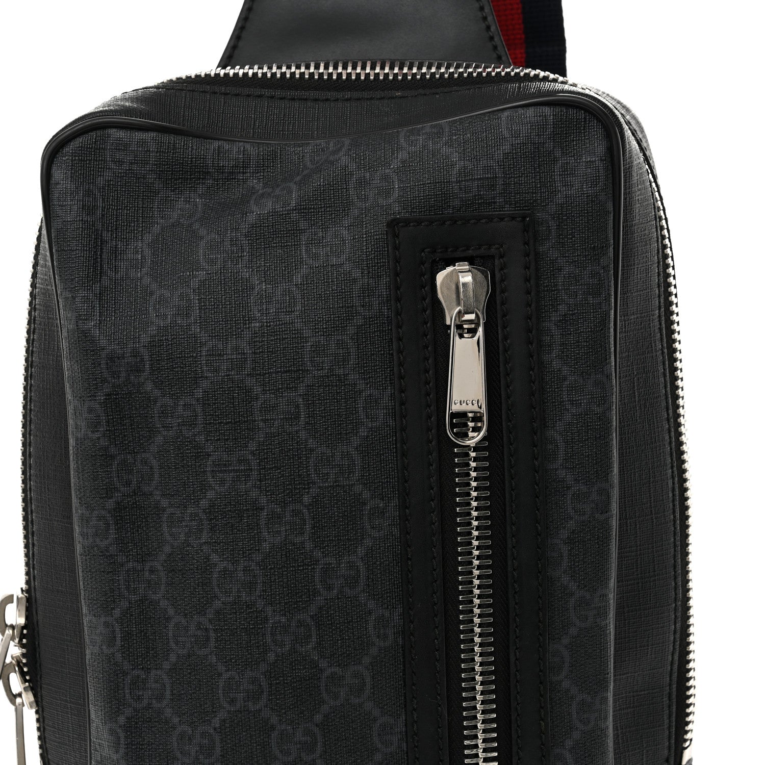 GG Supreme Monogram Web Belt Bag Black Grey
