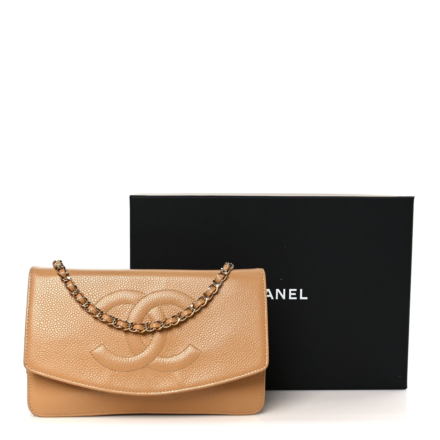 Caviar Timeless CC Wallet on Chain WOC Beige