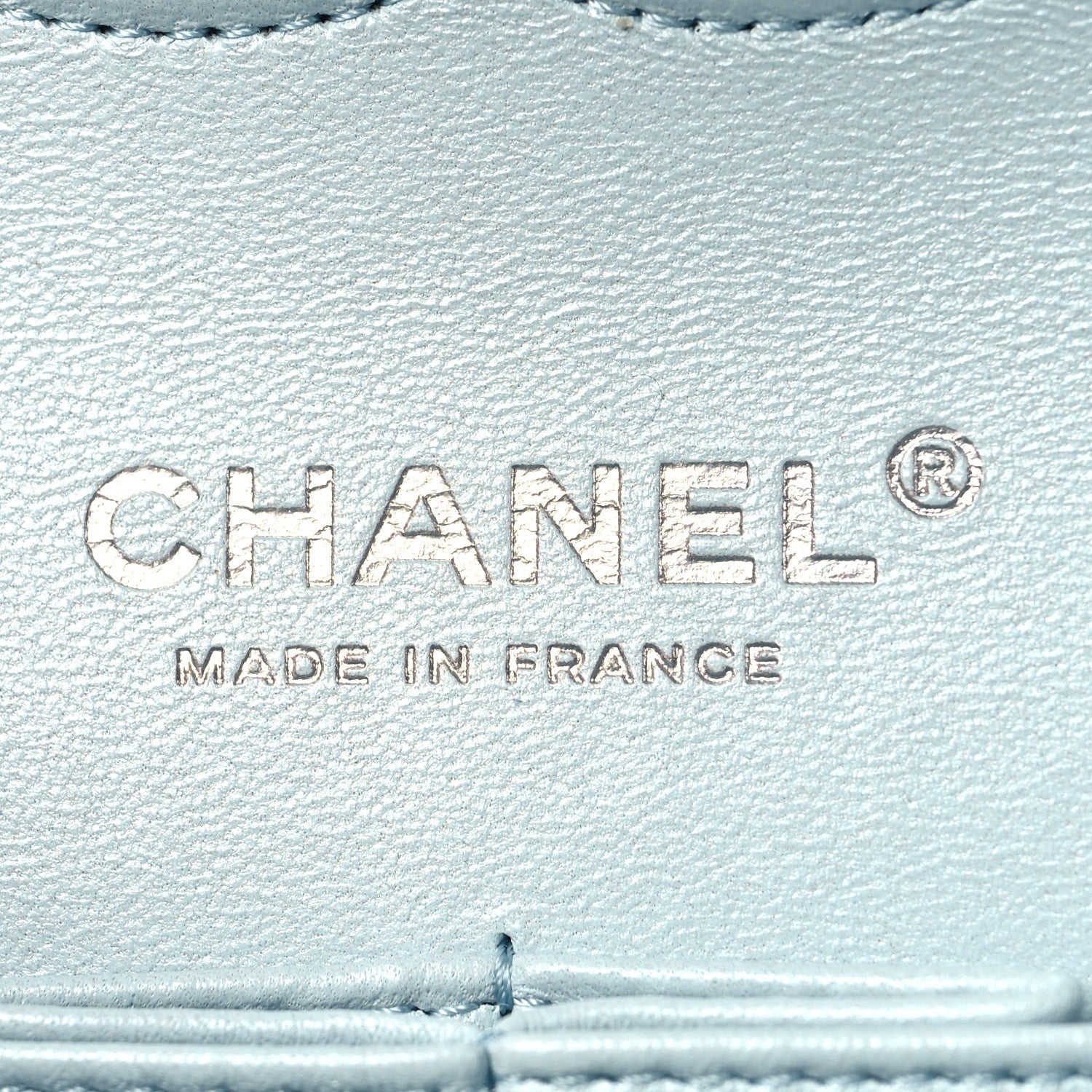 Perforated Lambskin Quilted Medium Double Flap Light Blue Light Purple White
