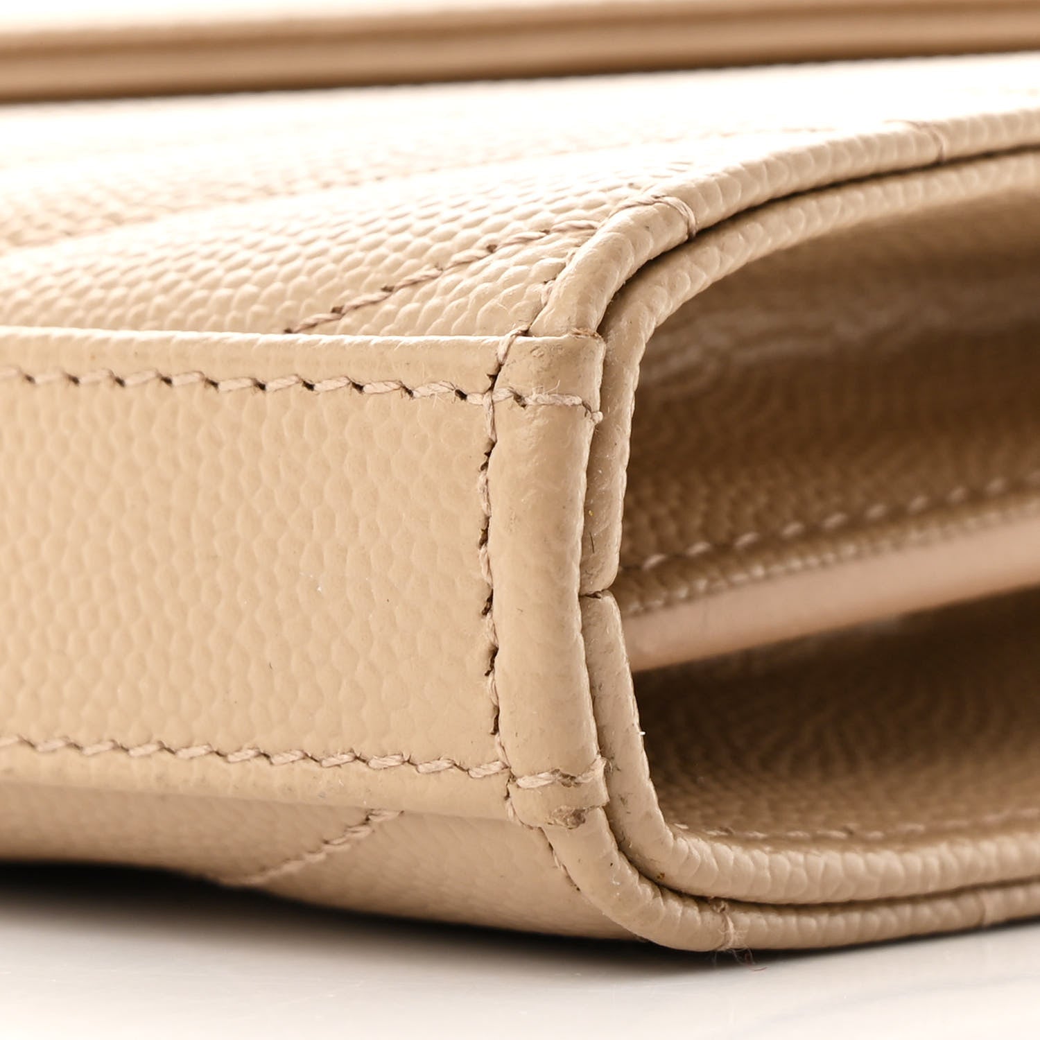 Grain De Poudre Matelasse Chevron Cassandre Chain Wallet Dark Beige