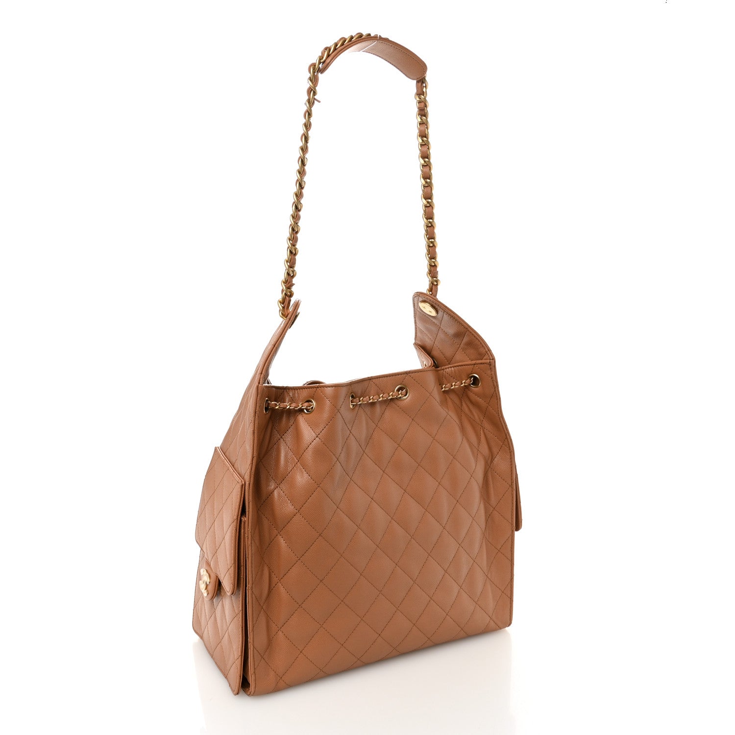 Caviar Quilted Medium Chanel 25 Handbag Brown